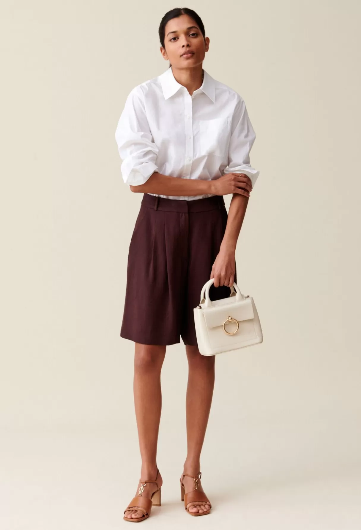 Jupes Et Shorts-Claudie Pierlot Bermuda taille haute Cappucino