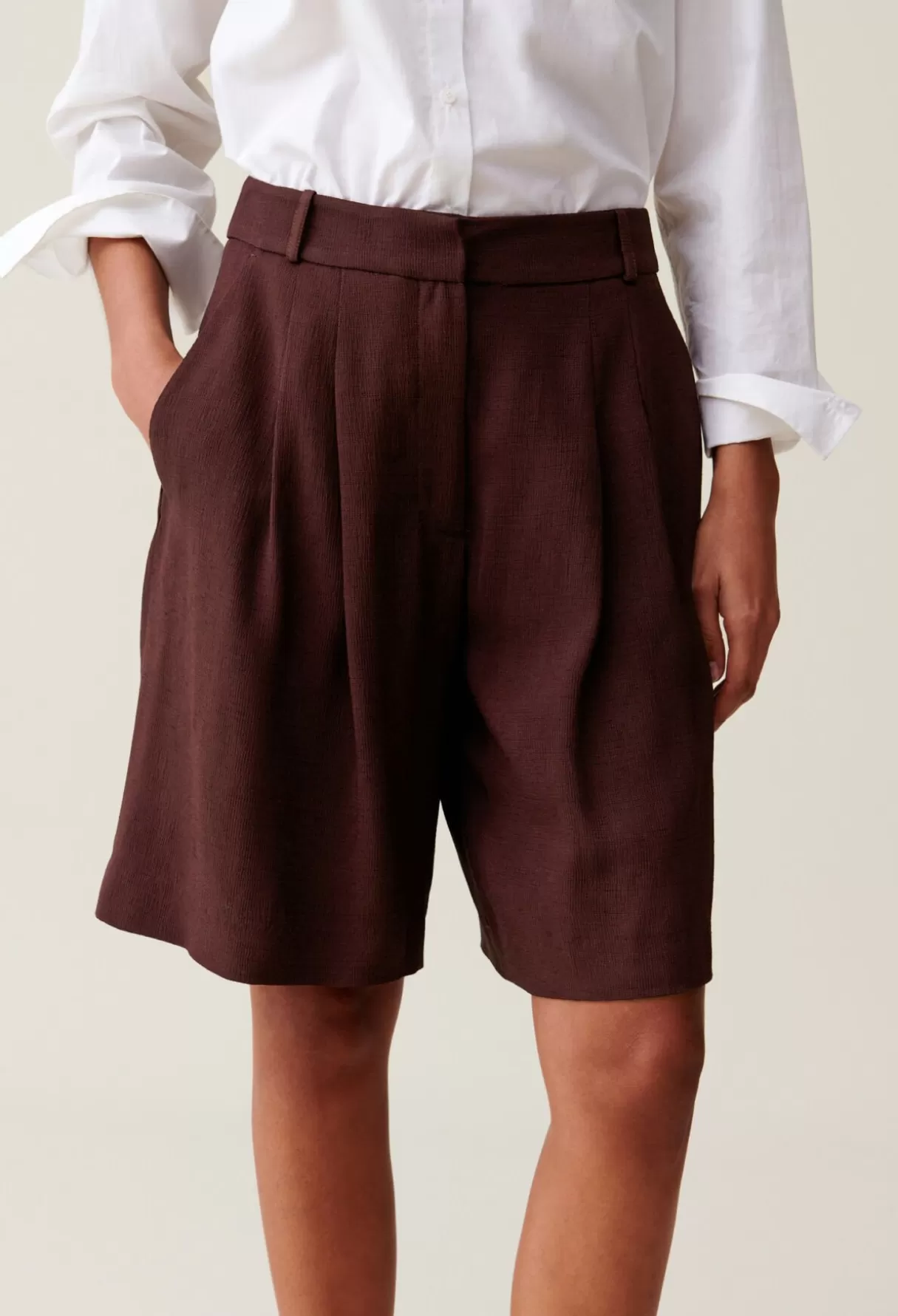 Jupes Et Shorts-Claudie Pierlot Bermuda taille haute Cappucino