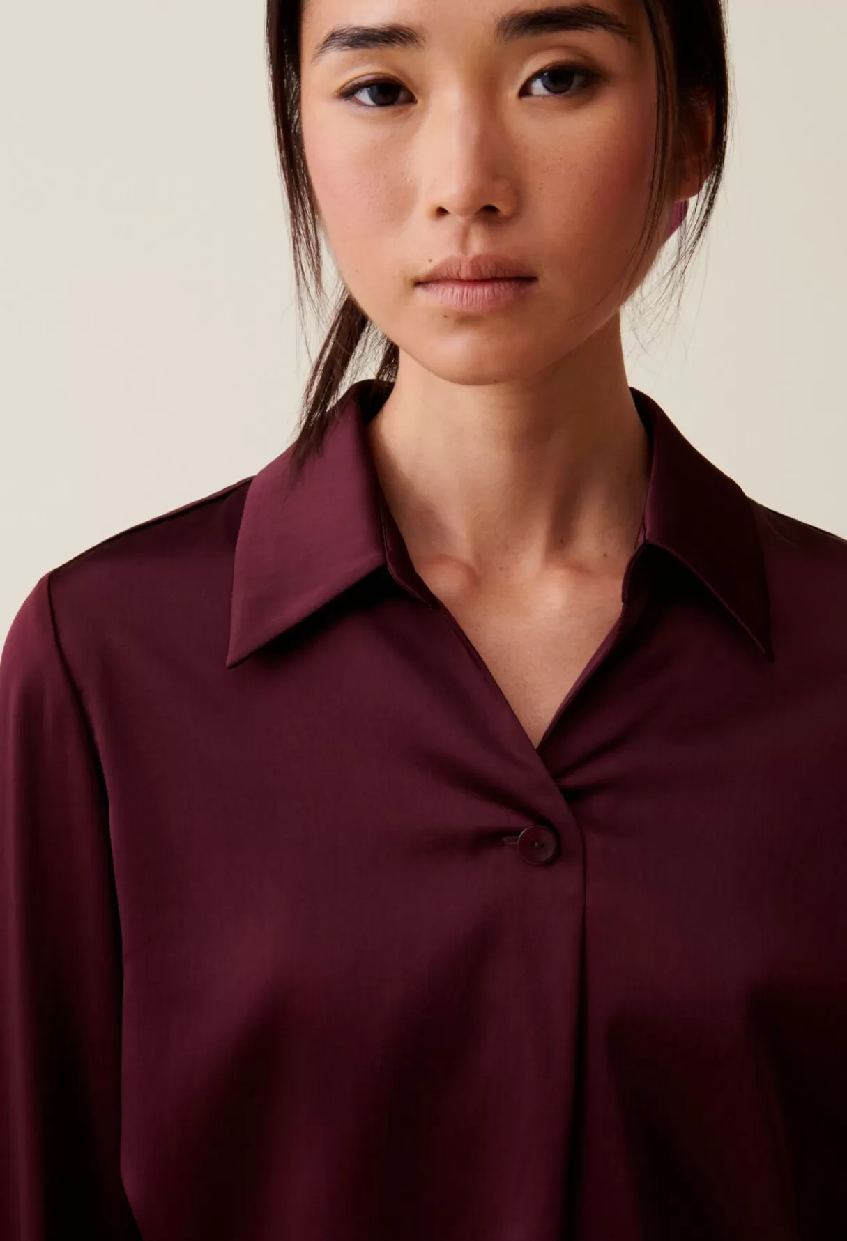 Tops Et Chemises-Claudie Pierlot Blouse fluide col ouvert Bordeaux