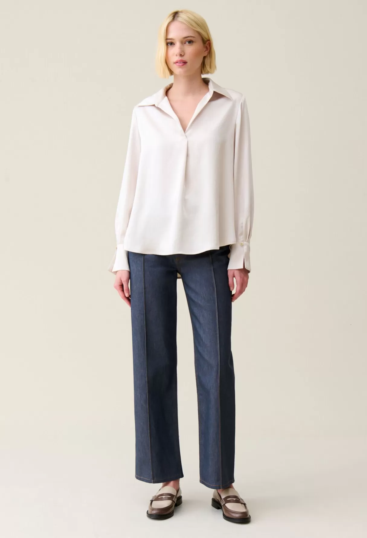 Tops Et Chemises-Claudie Pierlot Blouse fluide plissée Beigeglace