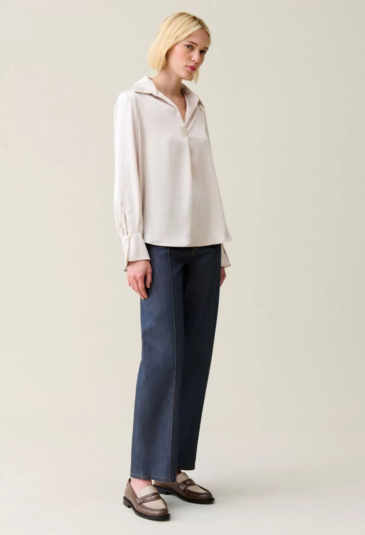 Tops Et Chemises-Claudie Pierlot Blouse fluide plissée Beigeglace