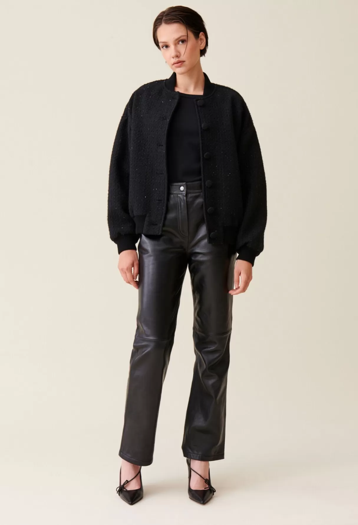 Blousons Et Vestes-Claudie Pierlot Bomber tweed Noir