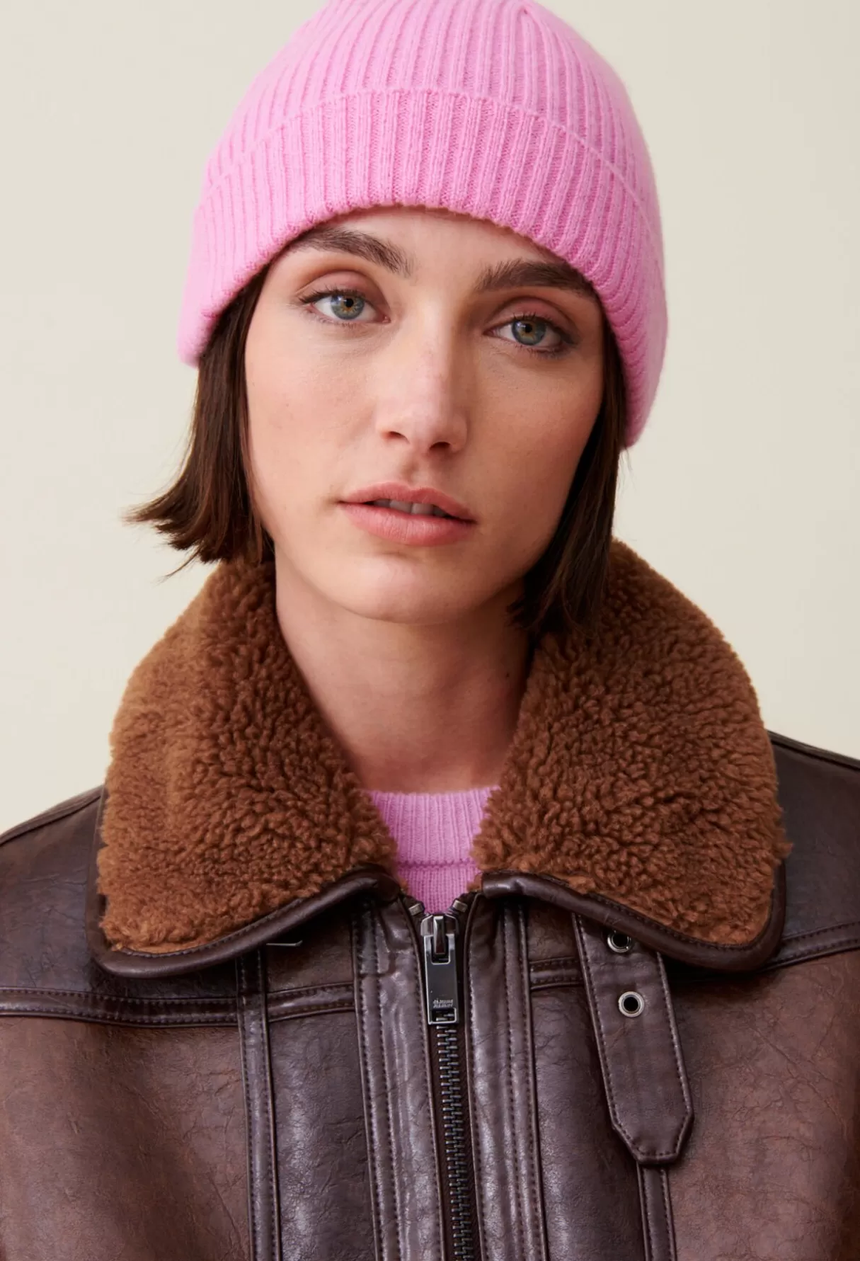 Echarpes, Bonnets Et Gants-Claudie Pierlot Bonnet côtelé cachemire broderie CP Rose