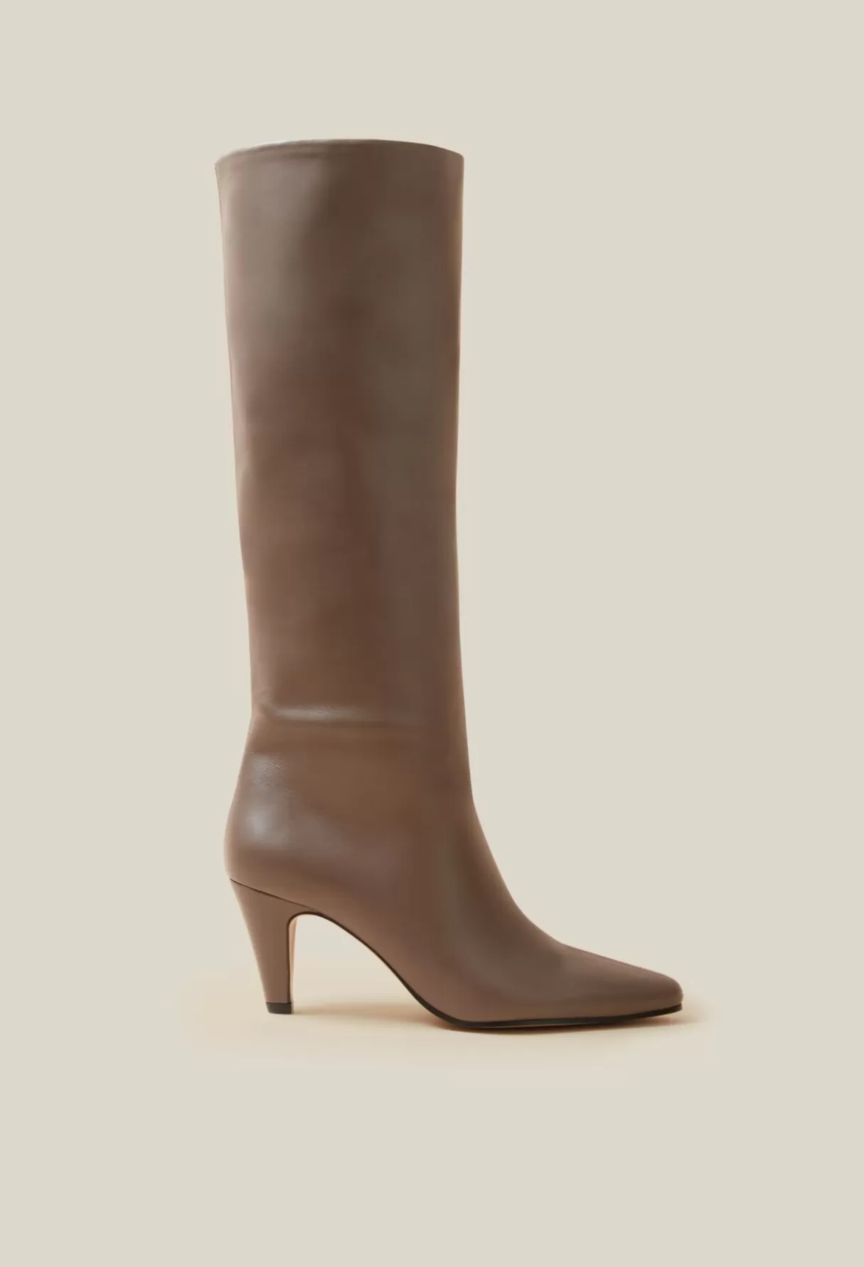 Bottines Et Bottes-Claudie Pierlot Bottes talons cuir lisse Taupe