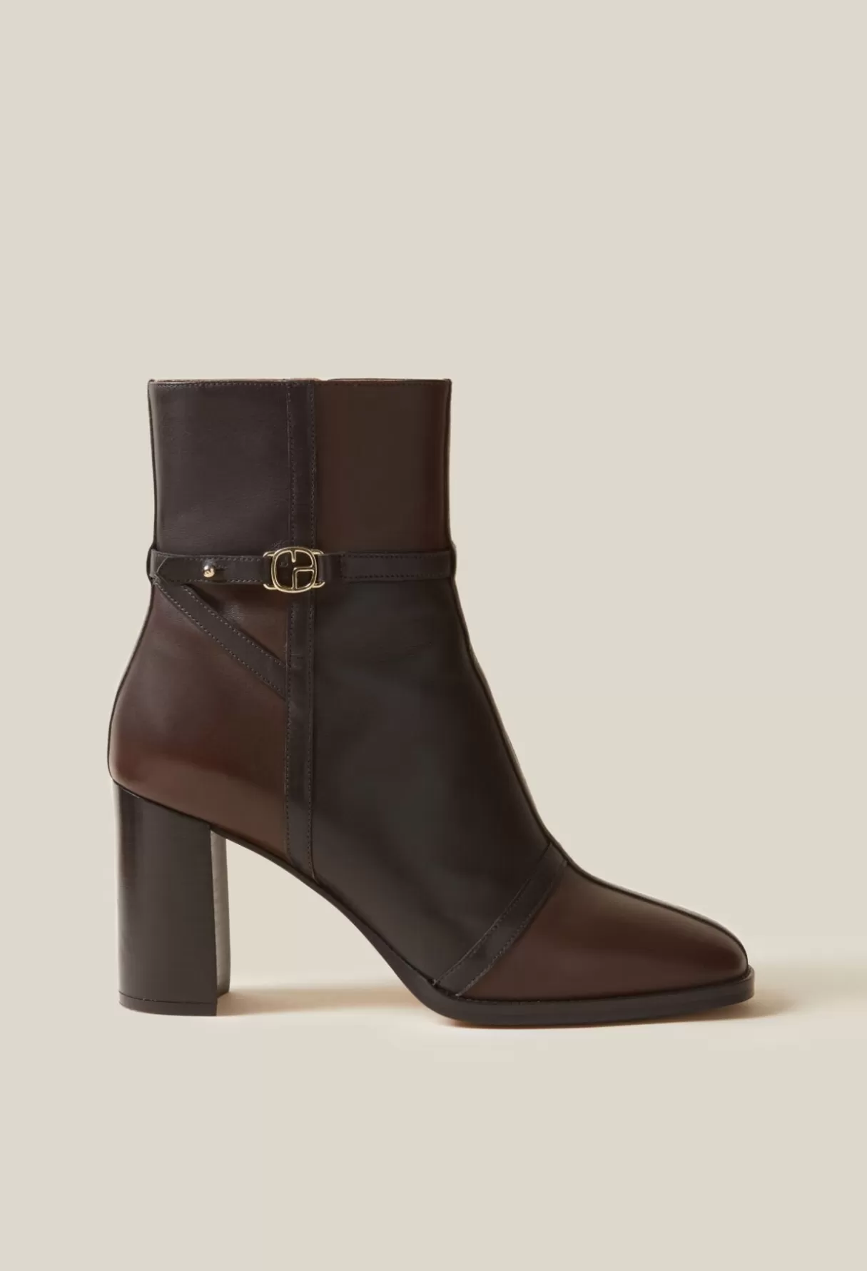 Bottines Et Bottes-Claudie Pierlot Bottines cuir vernis patchwork Marron