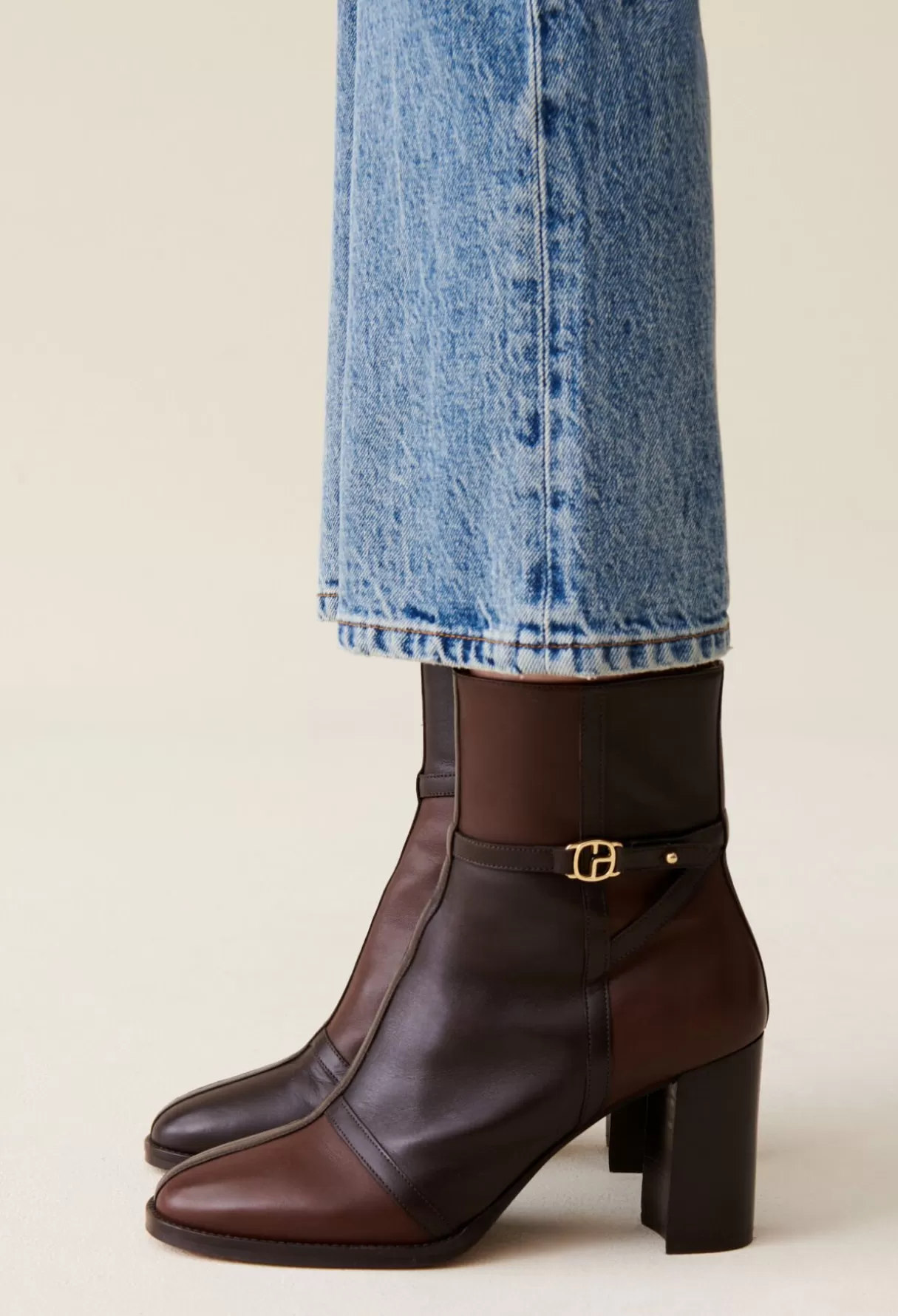 Bottines Et Bottes-Claudie Pierlot Bottines cuir vernis patchwork Marron