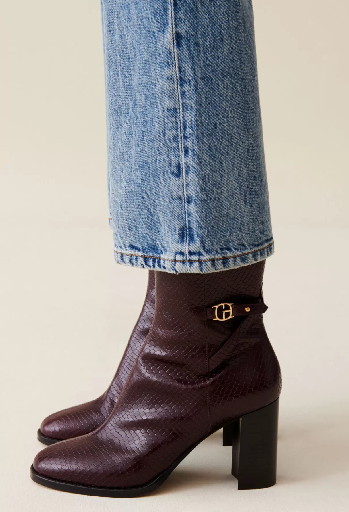 Bottines Et Bottes-Claudie Pierlot Bottines effet serpent cuir vernis Bordeaux