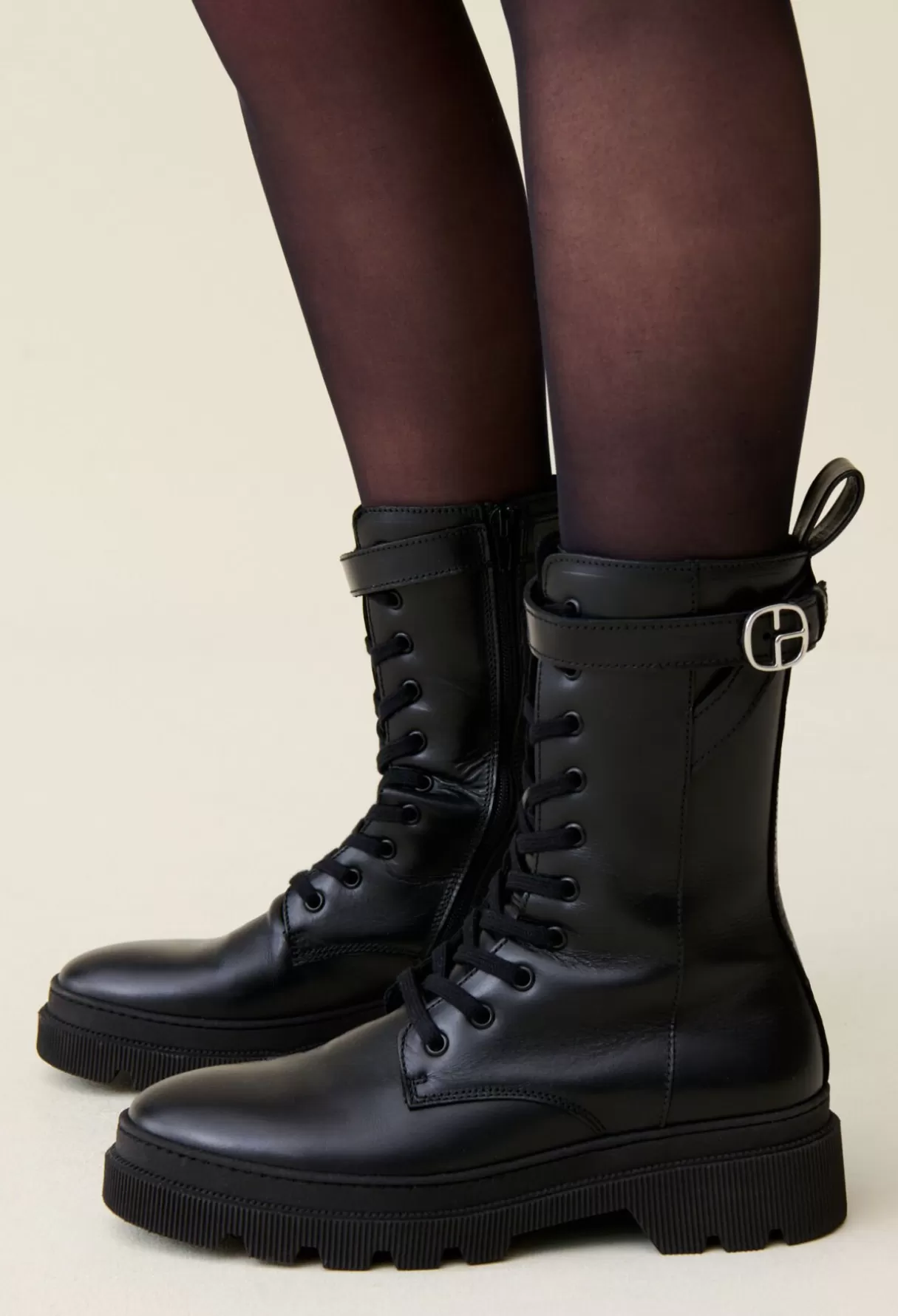 Bottines Et Bottes-Claudie Pierlot Bottines hautes rangers cuir Noir