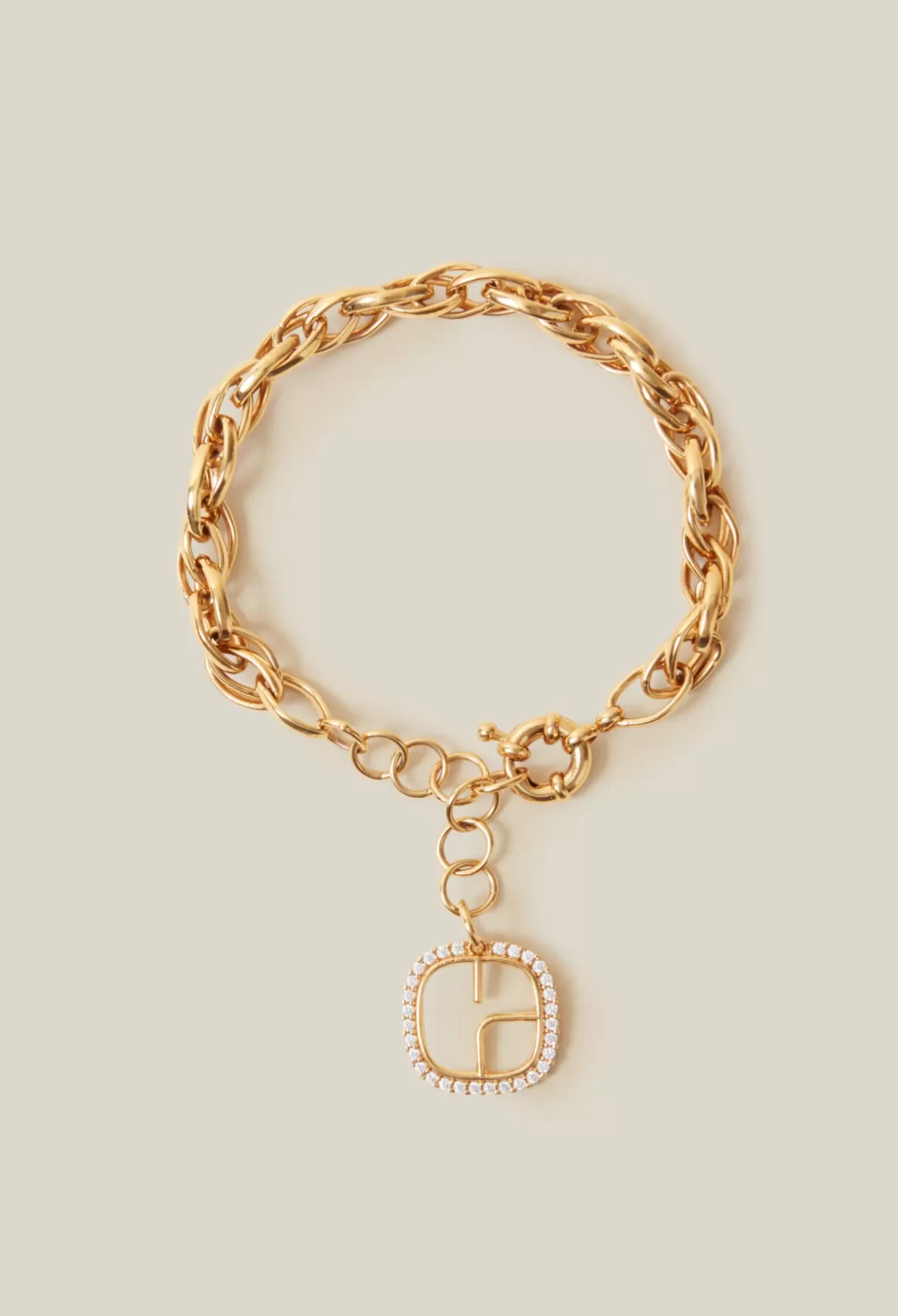 Bijoux Et Chouchous-Claudie Pierlot Bracelet chaine doré logo CP Lightgold