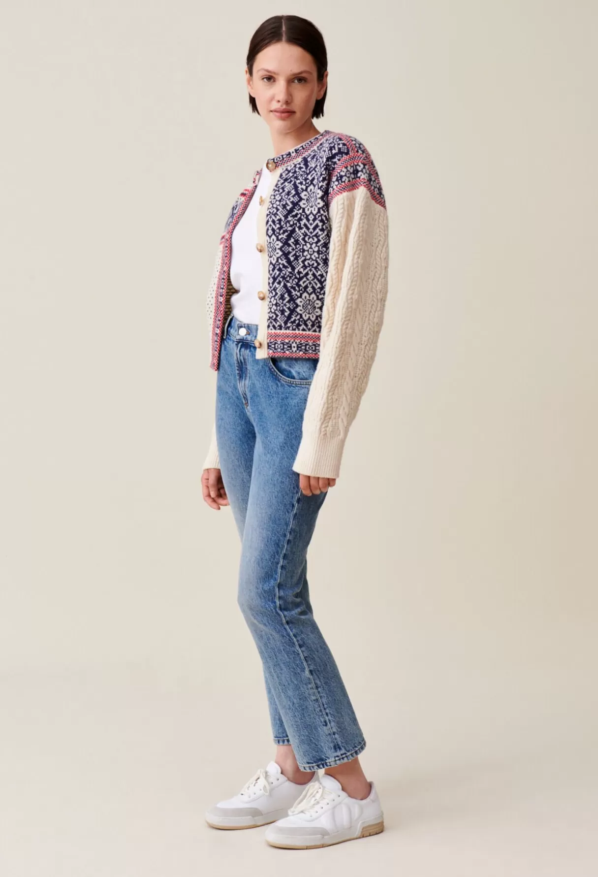 Pulls Et Cardigans-Claudie Pierlot Cardigan laine motif torsadé Multico