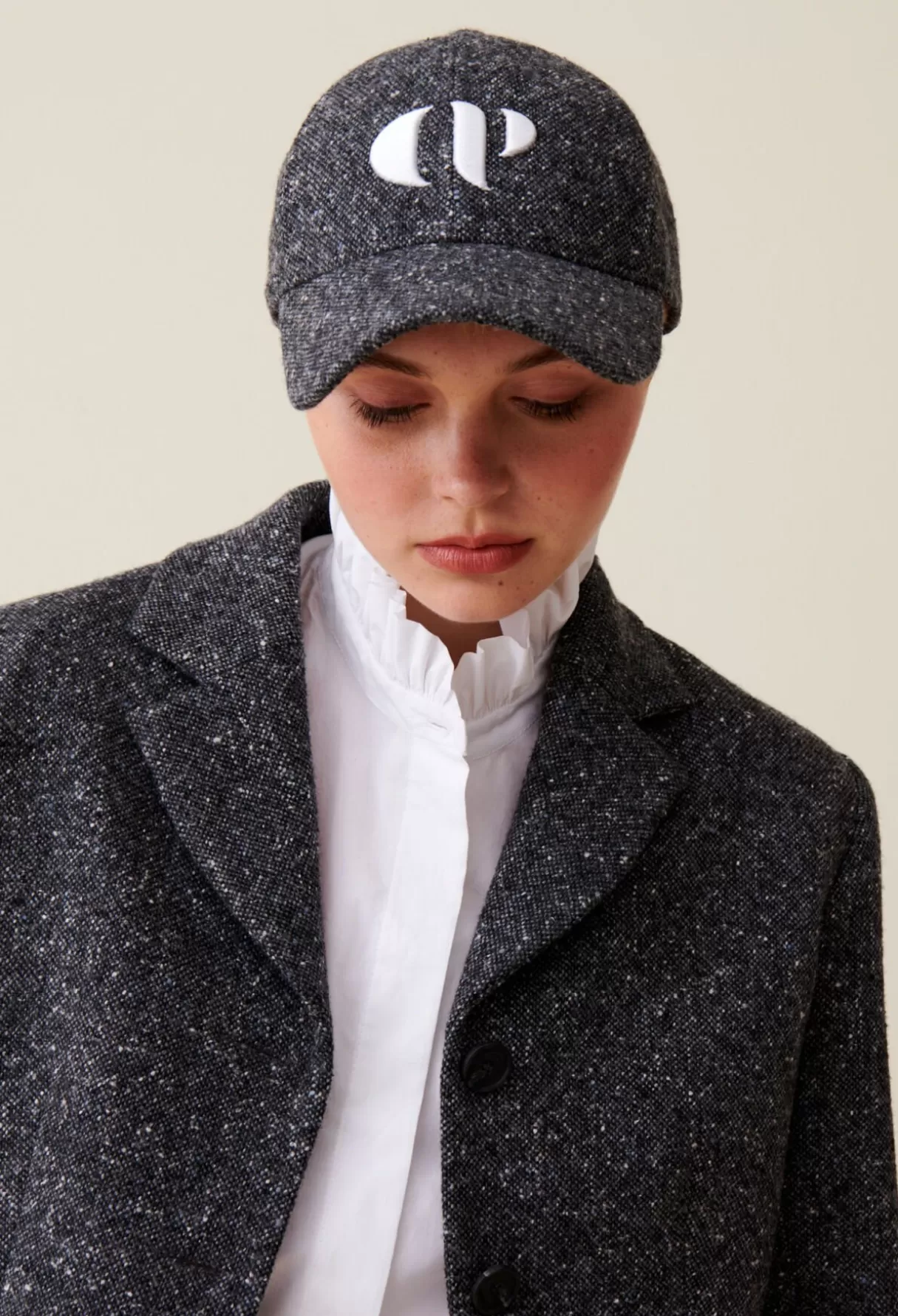 Casquettes-Claudie Pierlot Casquette tweed broderie CP Grischine