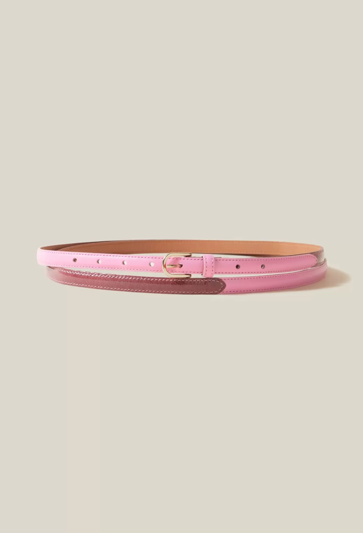 Ceintures-Claudie Pierlot Ceinture fine cuir Rose