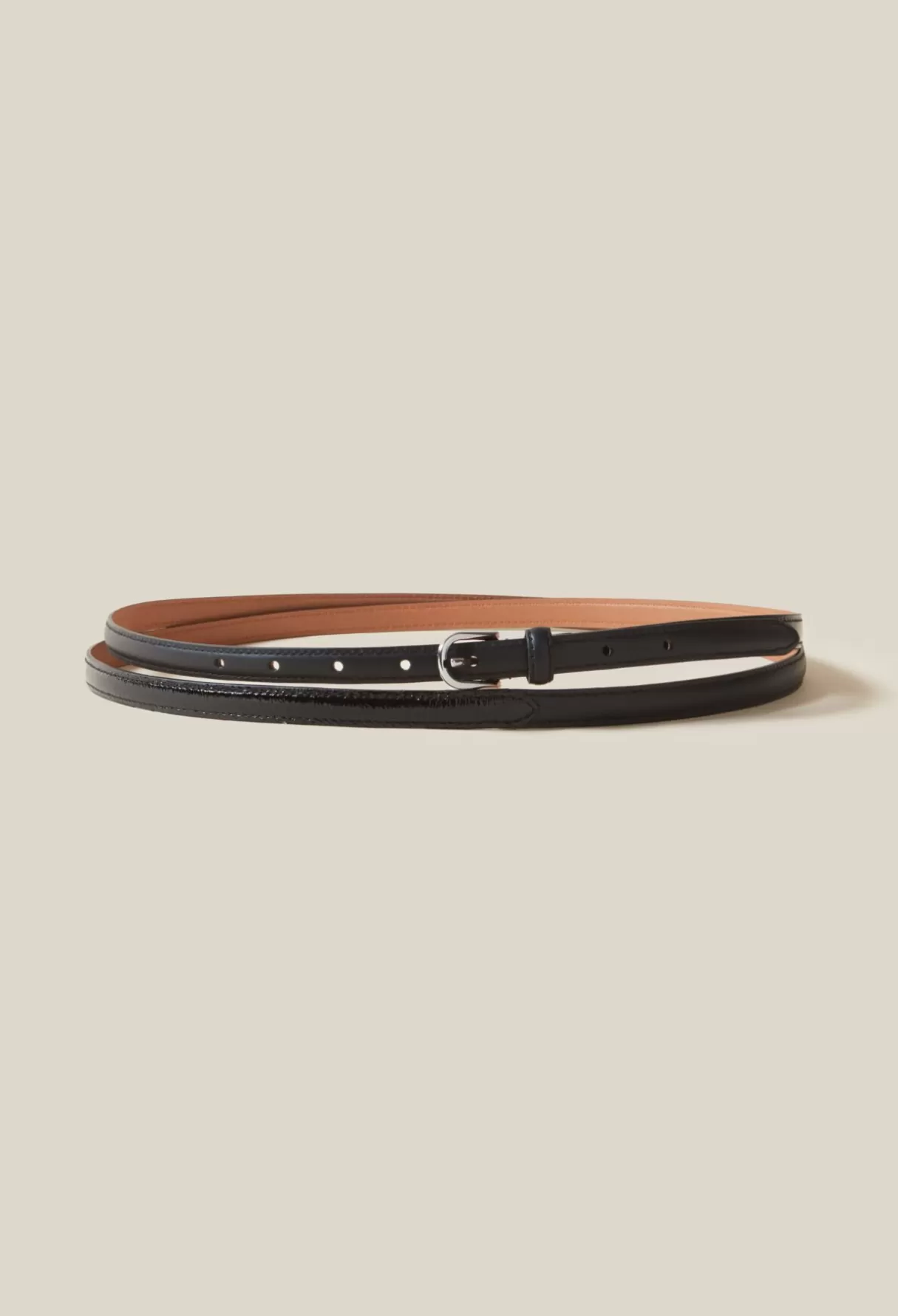 Ceintures-Claudie Pierlot Ceinture fine cuir Noir