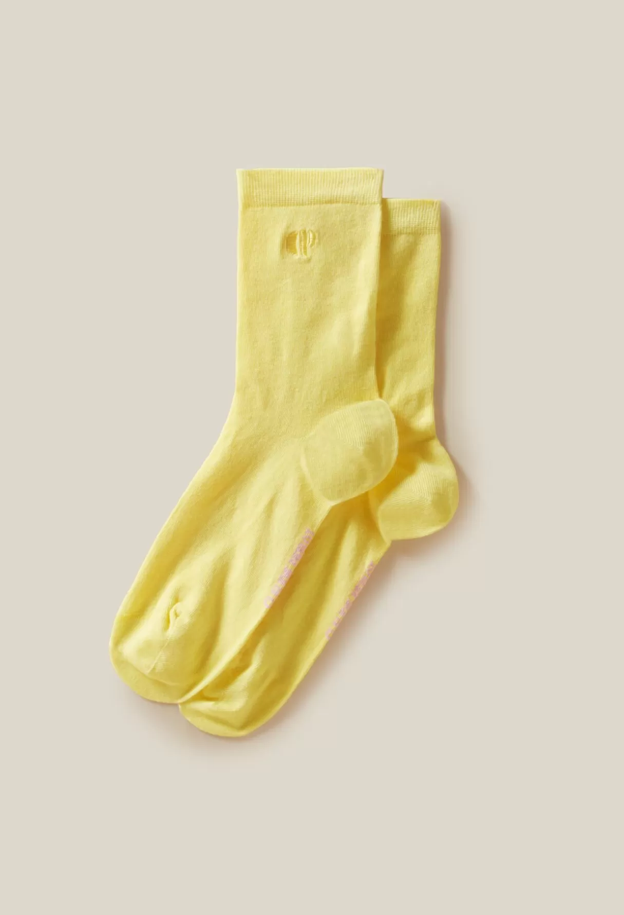 Chaussettes-Claudie Pierlot Chaussette broderie monogramme CP Jaune