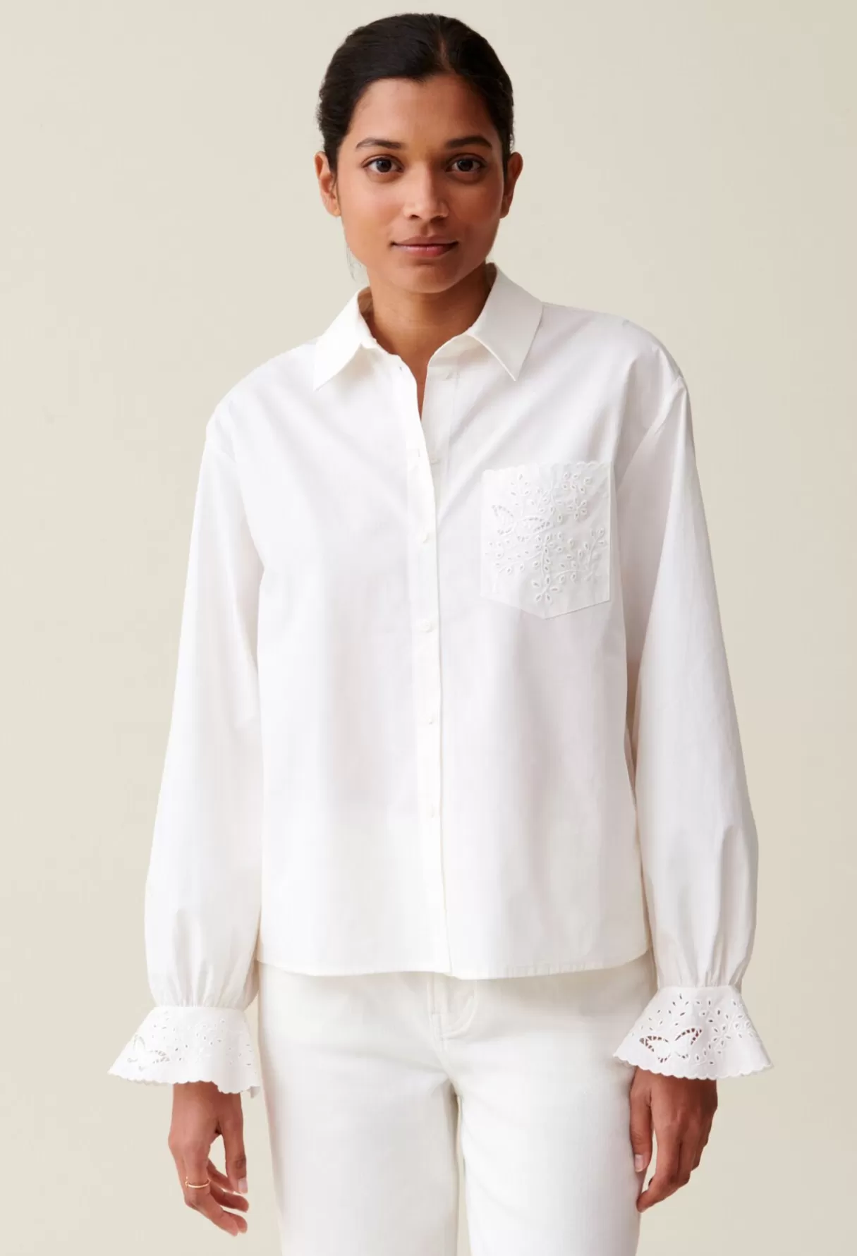 Tops Et Chemises-Claudie Pierlot Chemise brodée Blanc