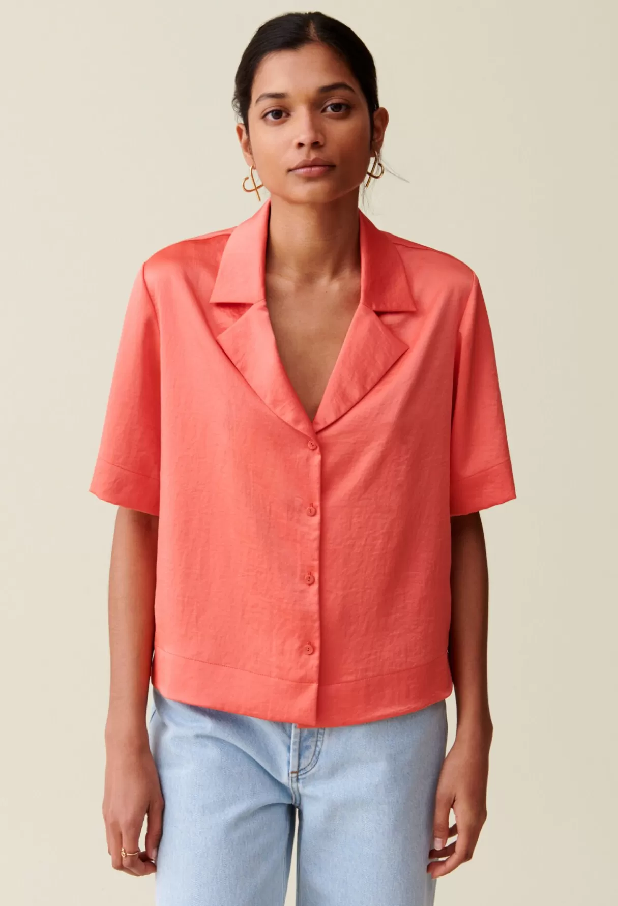 Tops Et Chemises-Claudie Pierlot Chemise  fluide satinée Mandarine