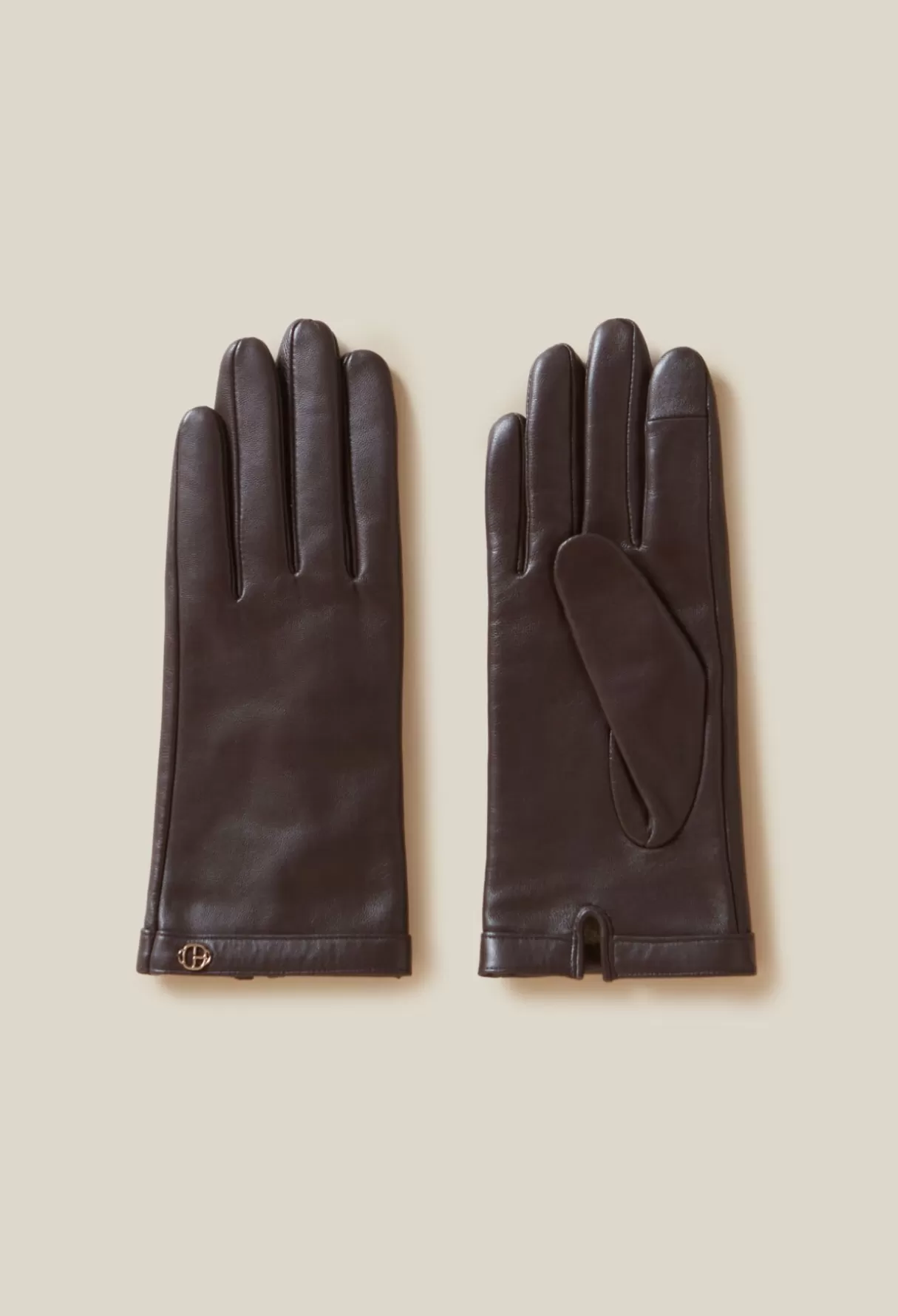 Echarpes, Bonnets Et Gants-Claudie Pierlot Gants cuir marron boucle CP dorée Chocolat