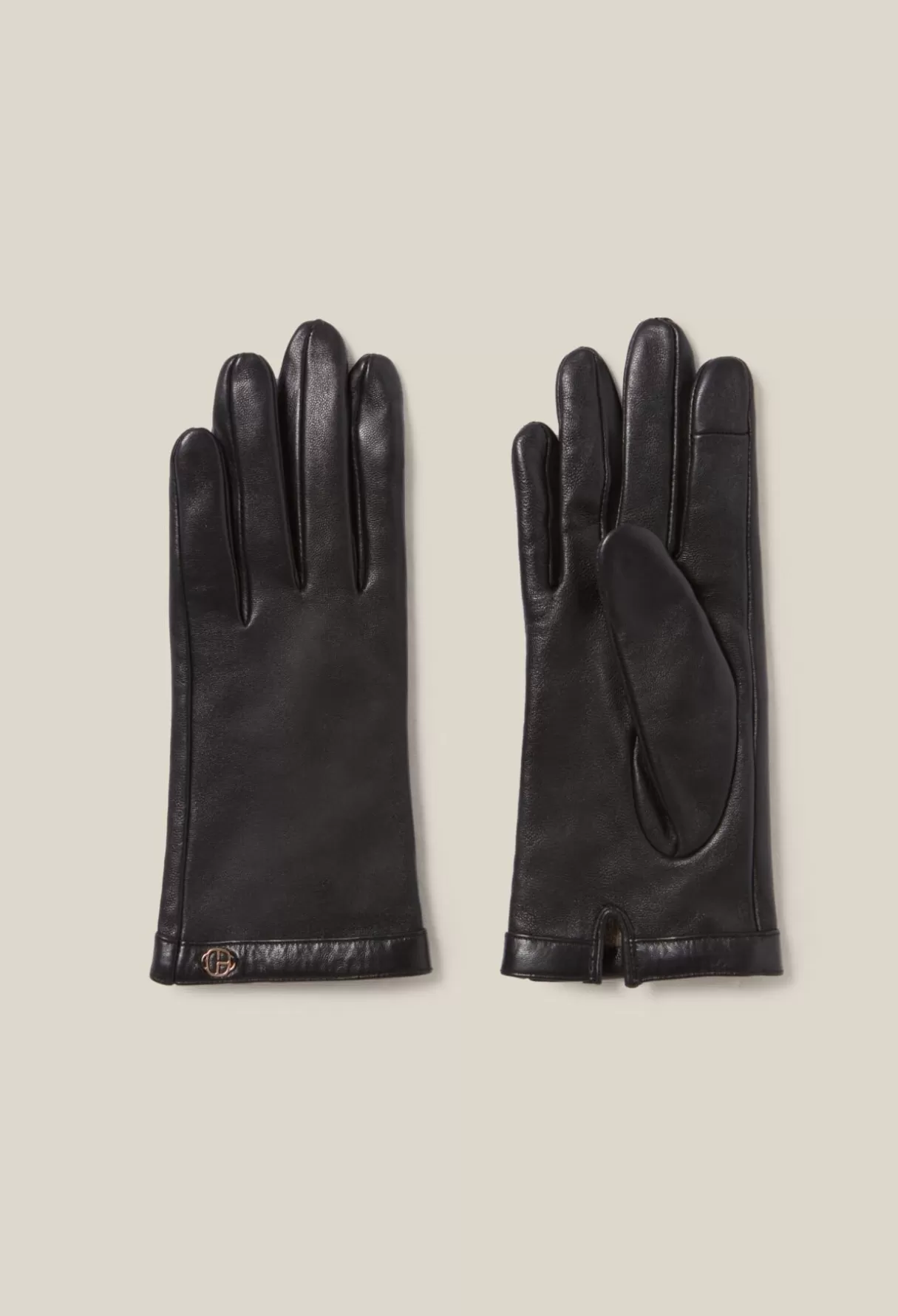 Echarpes, Bonnets Et Gants-Claudie Pierlot Gants cuir monogramme CP doré Noir