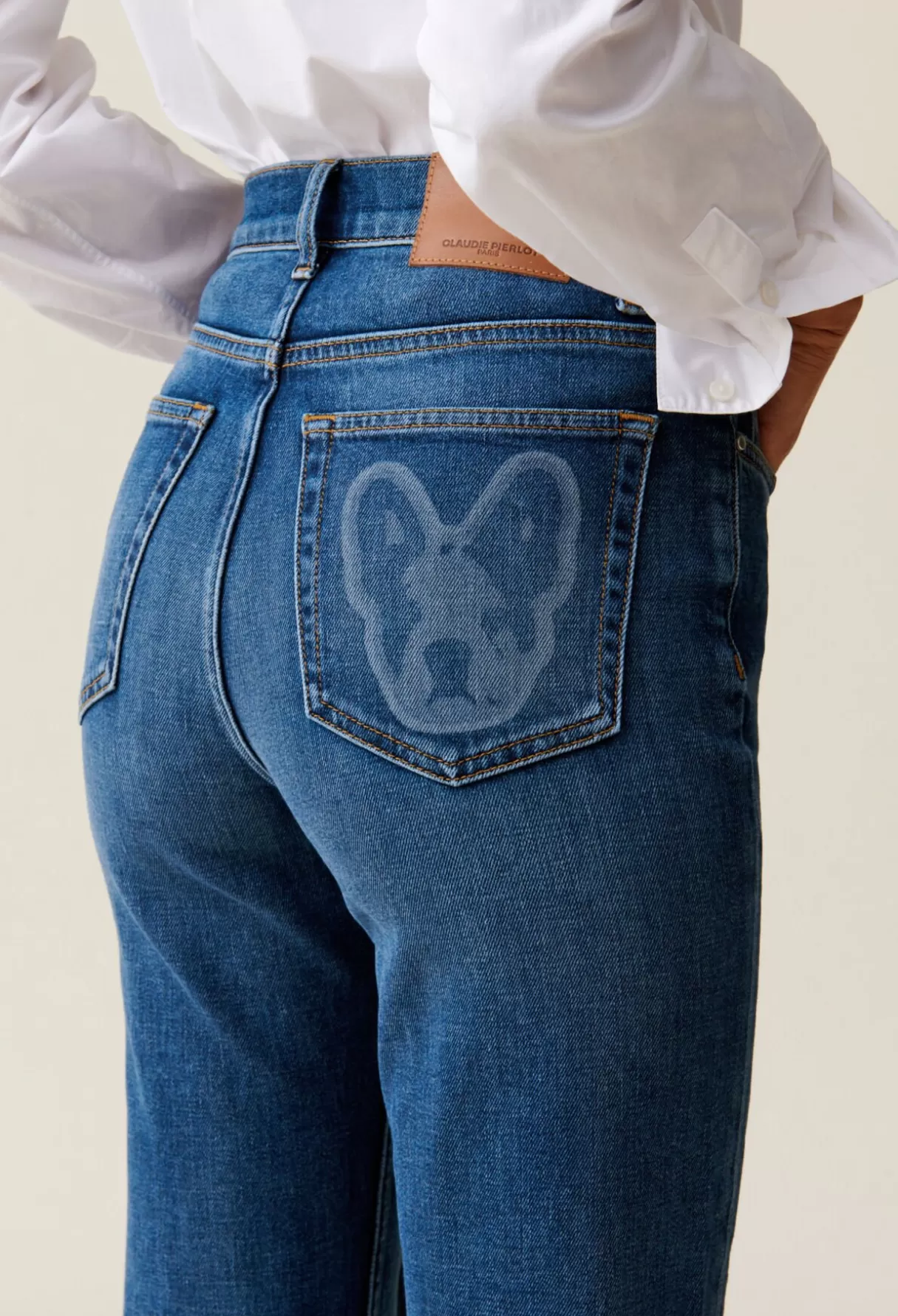 Pantalons Et Jeans-Claudie Pierlot Jean Toto détail logo poche arrière Denimbleu