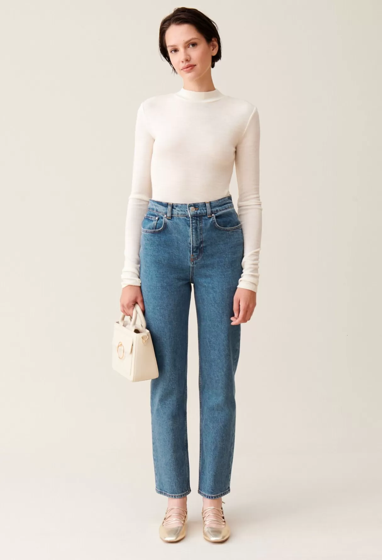 Pantalons Et Jeans-Claudie Pierlot Jean Toto slim 7/8ème bleu délavé Denimclair