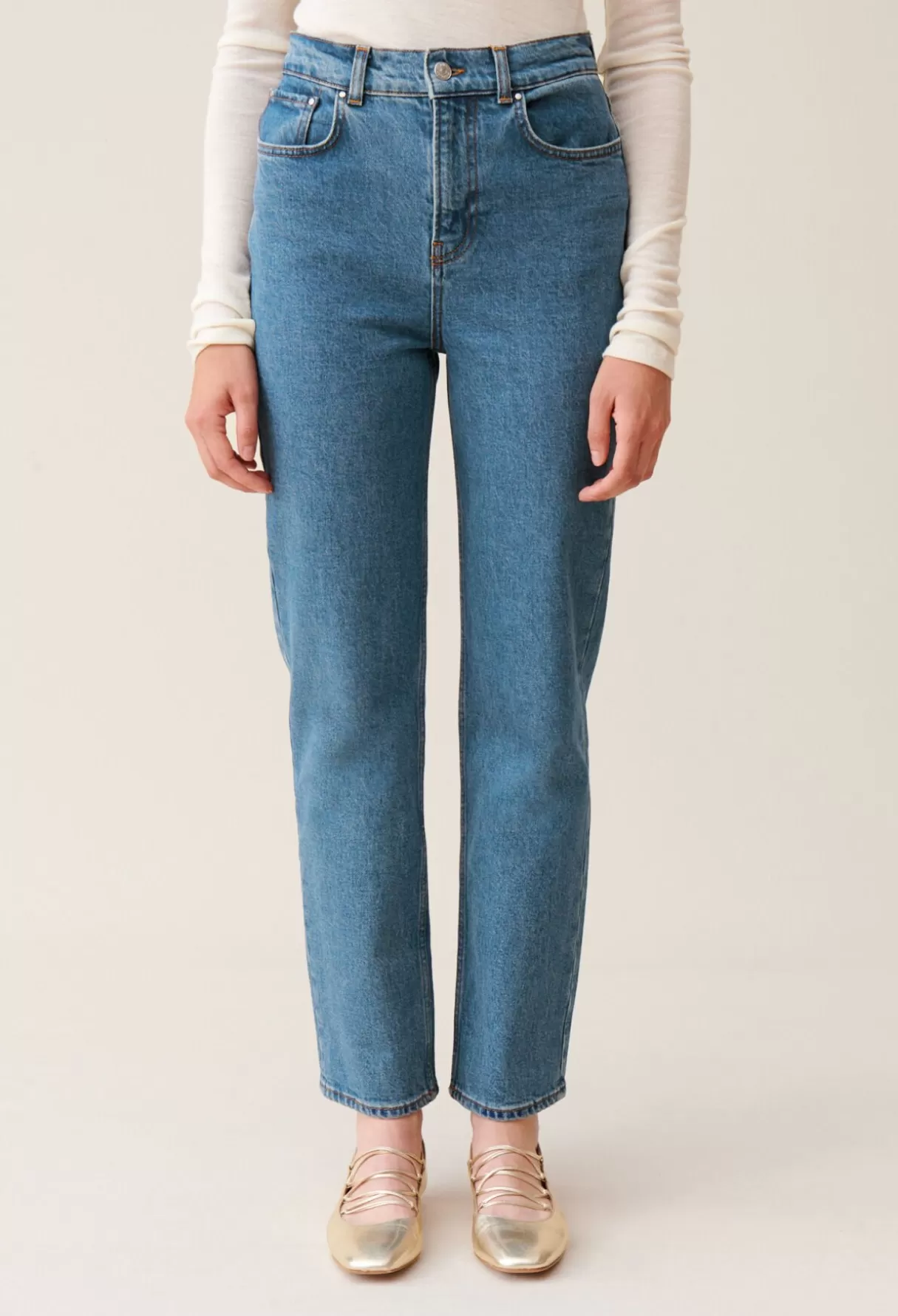 Pantalons Et Jeans-Claudie Pierlot Jean Toto slim 7/8ème bleu délavé Denimclair