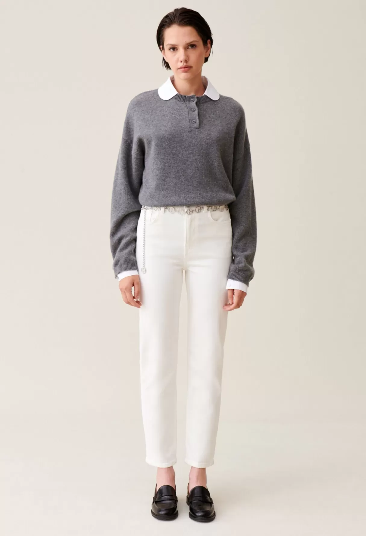 Pantalons Et Jeans-Claudie Pierlot Jean Toto slim 7/8ème écru Ecru