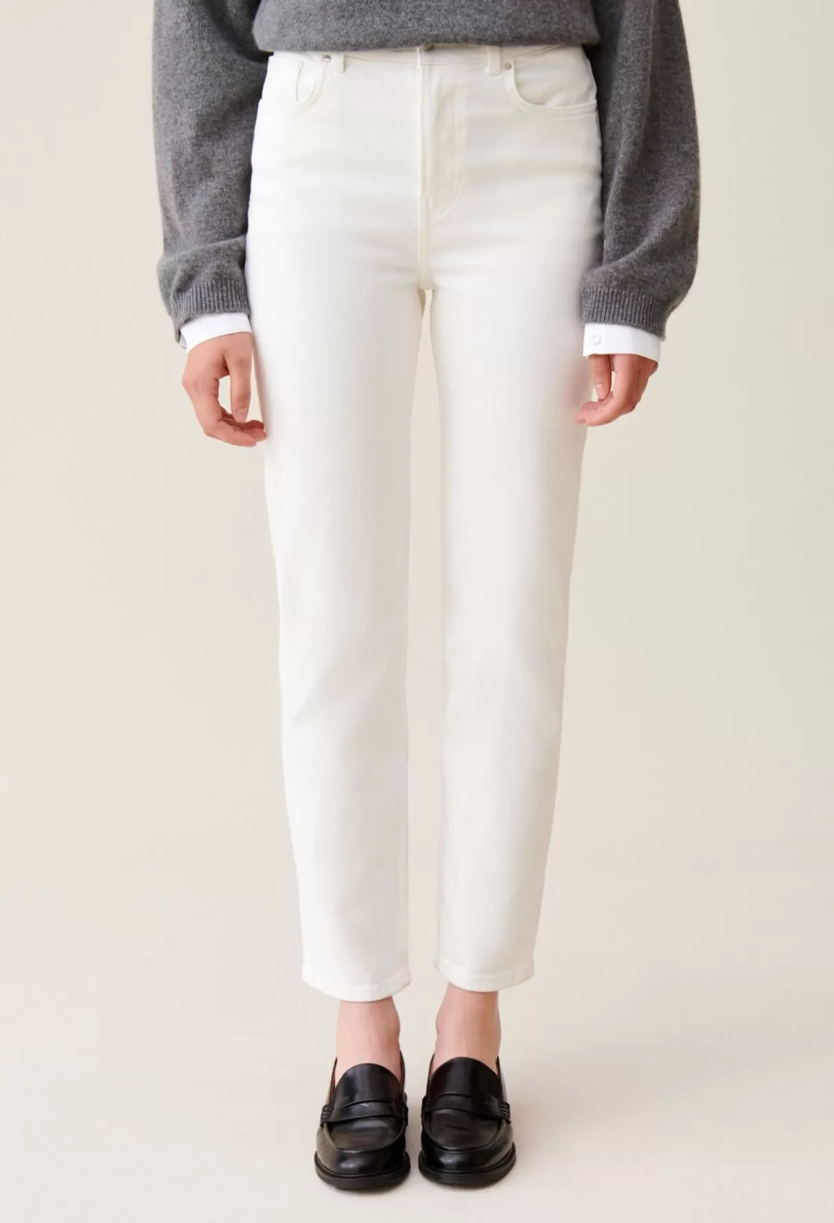 Pantalons Et Jeans-Claudie Pierlot Jean Toto slim 7/8ème écru Ecru