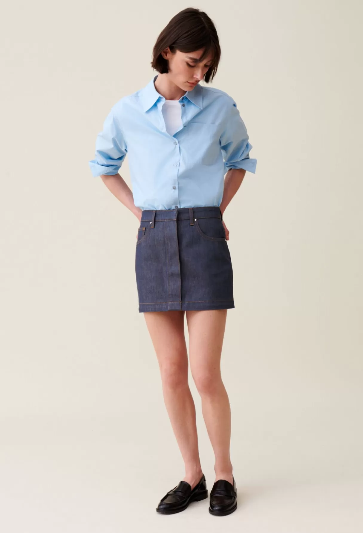 Jupes Et Shorts-Claudie Pierlot Jupe denim zippée modulable Denimraw