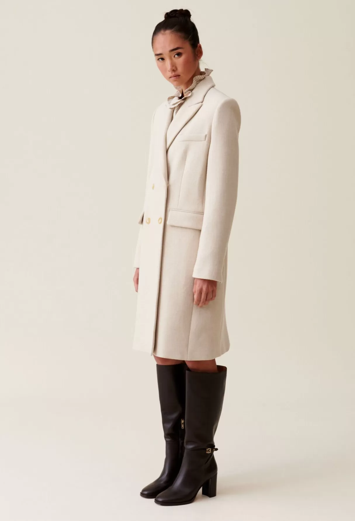 Manteaux-Claudie Pierlot Manteau classique droit mi-long Beigeclair