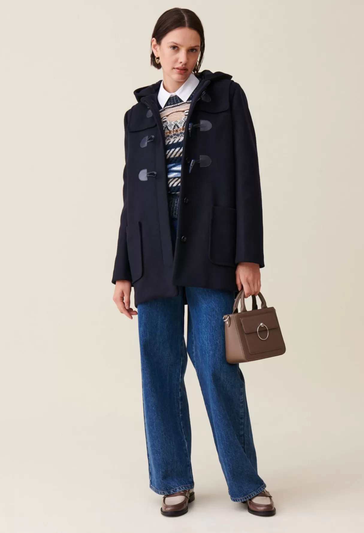 Manteaux-Claudie Pierlot Manteau court capuche bleu Marine