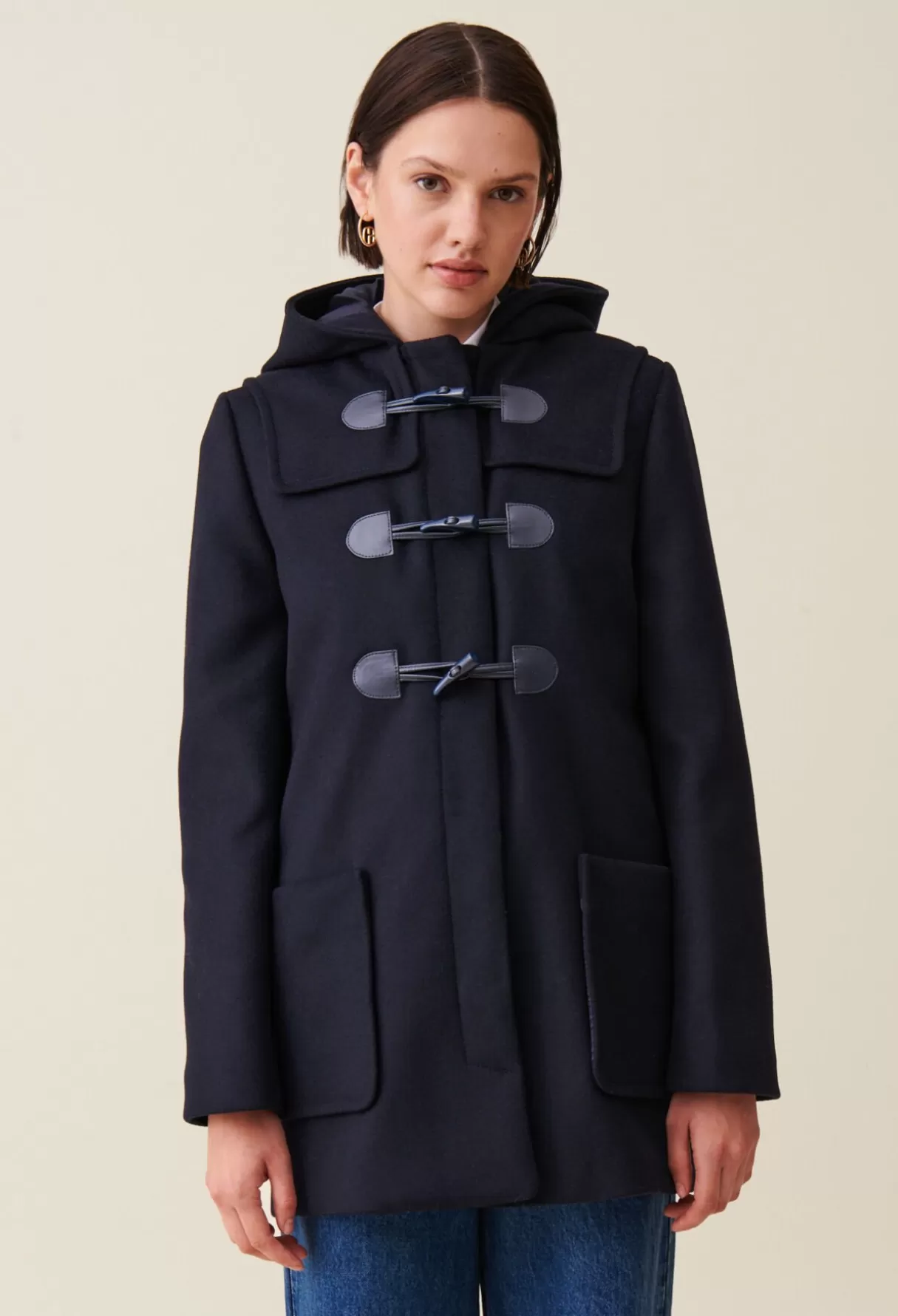 Manteaux-Claudie Pierlot Manteau court capuche bleu Marine