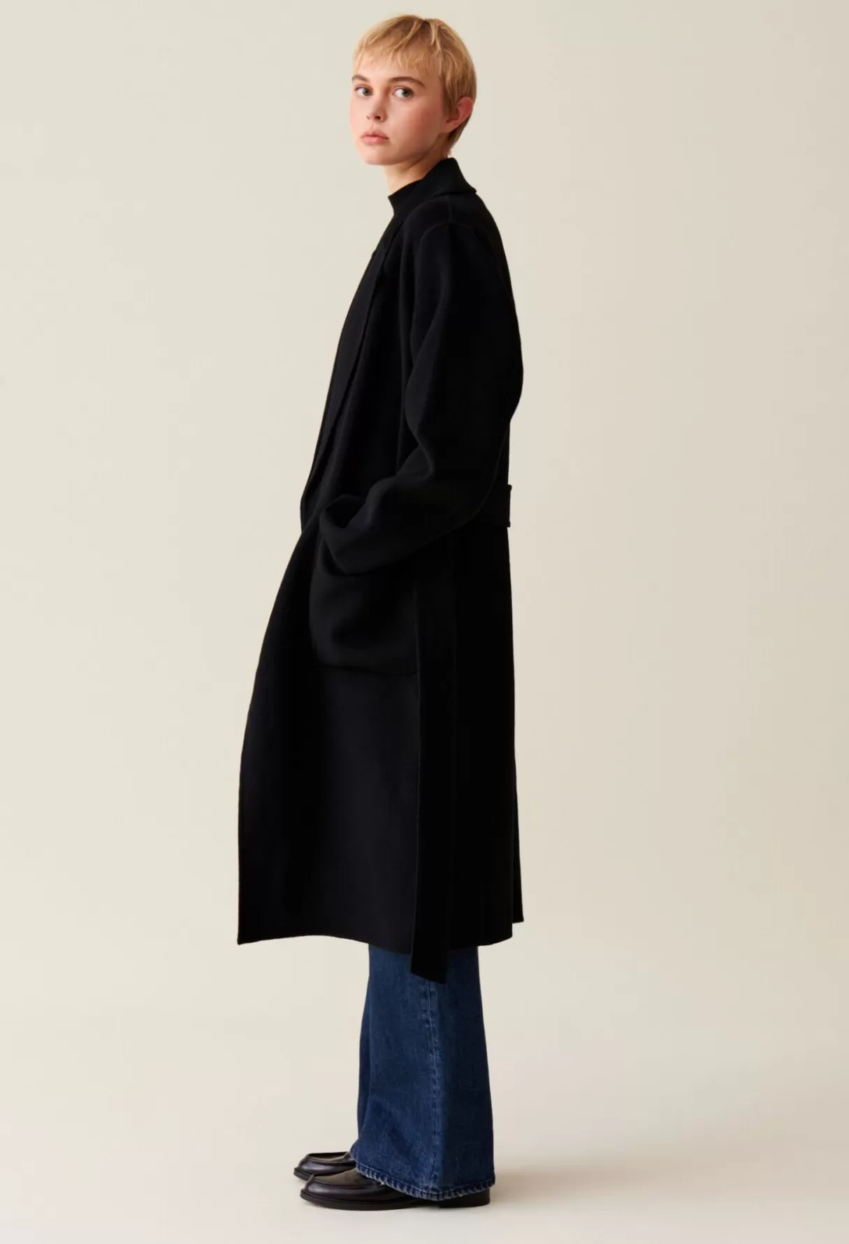 Manteaux-Claudie Pierlot Manteau long ceinturé Noir