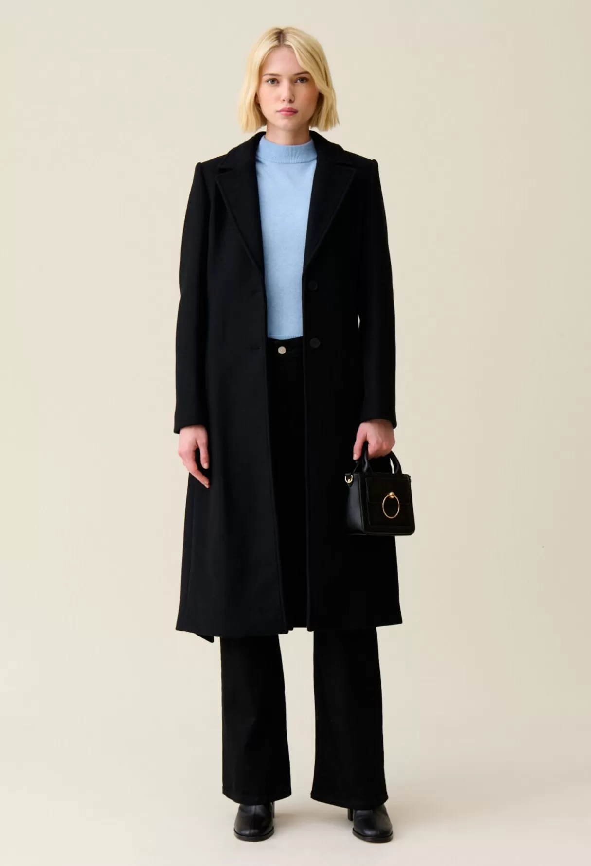 Manteaux-Claudie Pierlot Manteau long ceinture bleu marine Noir