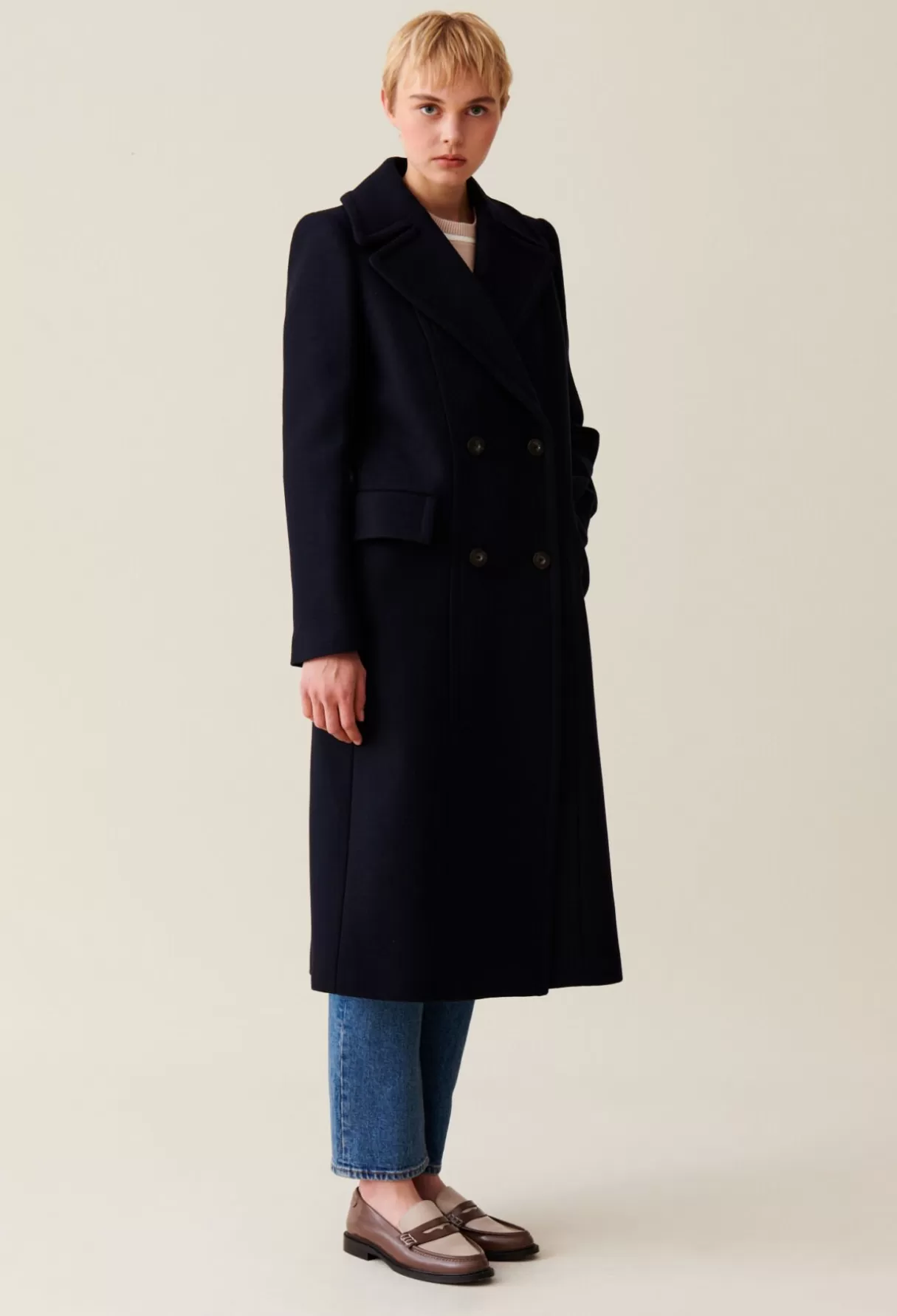 Manteaux-Claudie Pierlot Manteau long croisé Marine