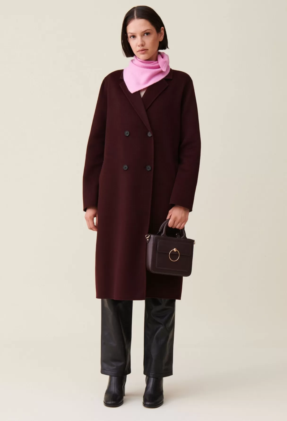 Manteaux-Claudie Pierlot Manteau long droit Bordeaux