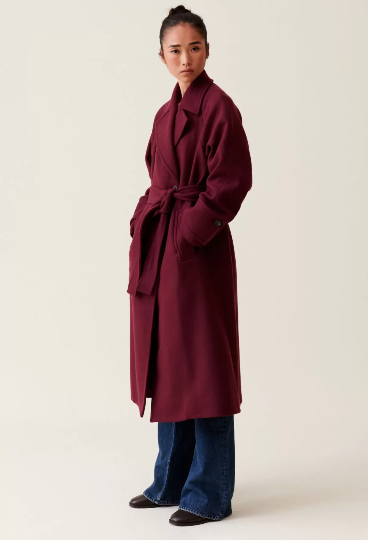 Manteaux-Claudie Pierlot Manteau long esprit trench Bordeaux