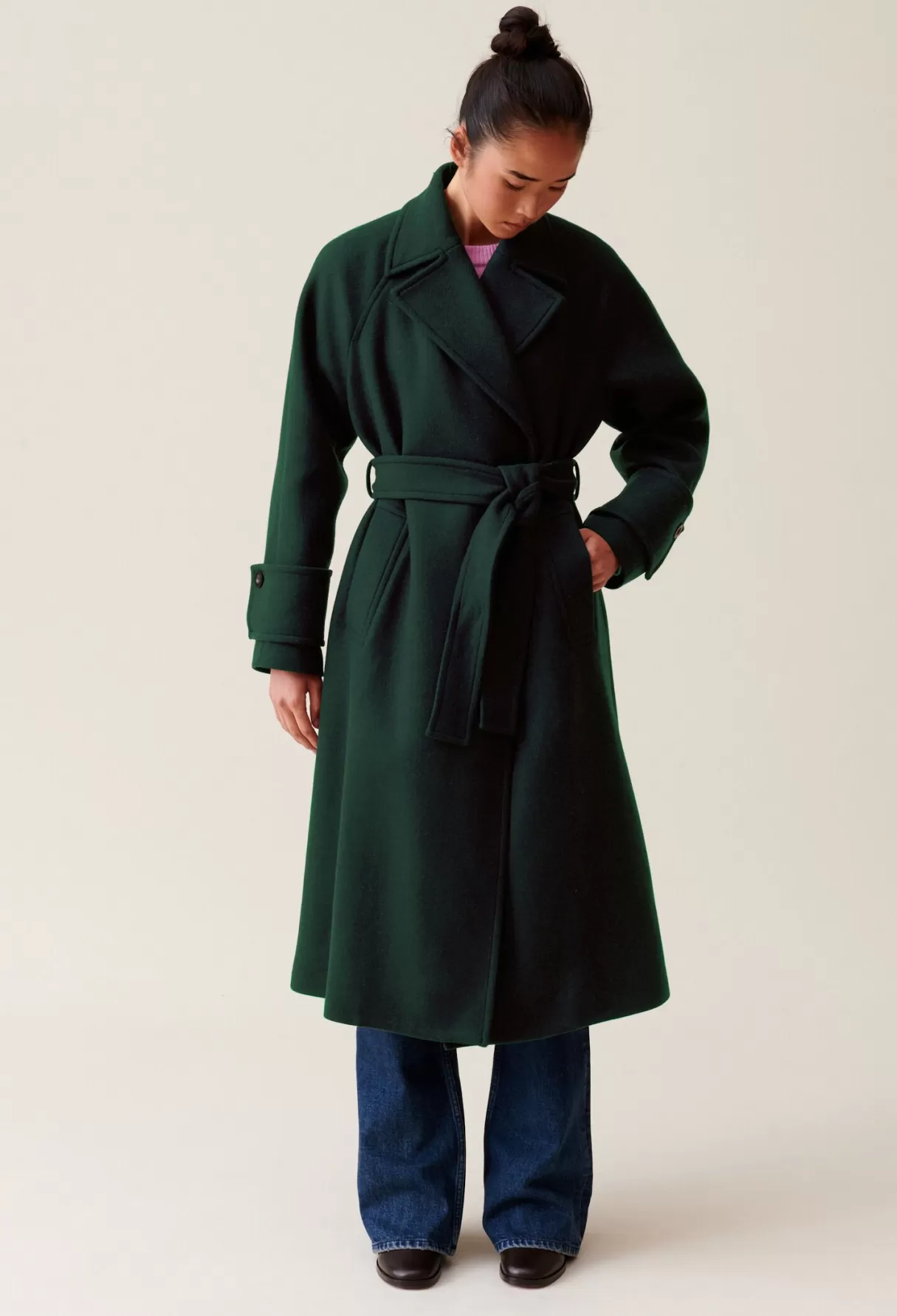 Manteaux-Claudie Pierlot Manteau long esprit trench Vert