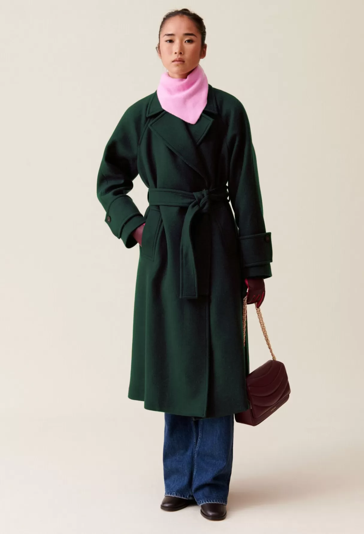 Manteaux-Claudie Pierlot Manteau long esprit trench Vert