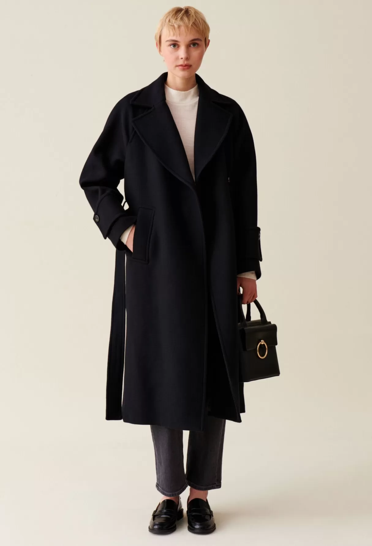 Manteaux-Claudie Pierlot Manteau mi-long laine mélangée Noir