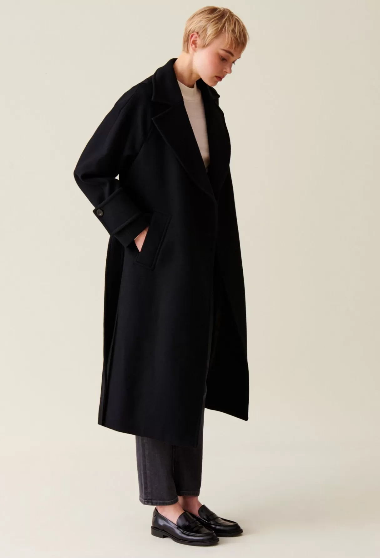 Manteaux-Claudie Pierlot Manteau mi-long laine mélangée Noir