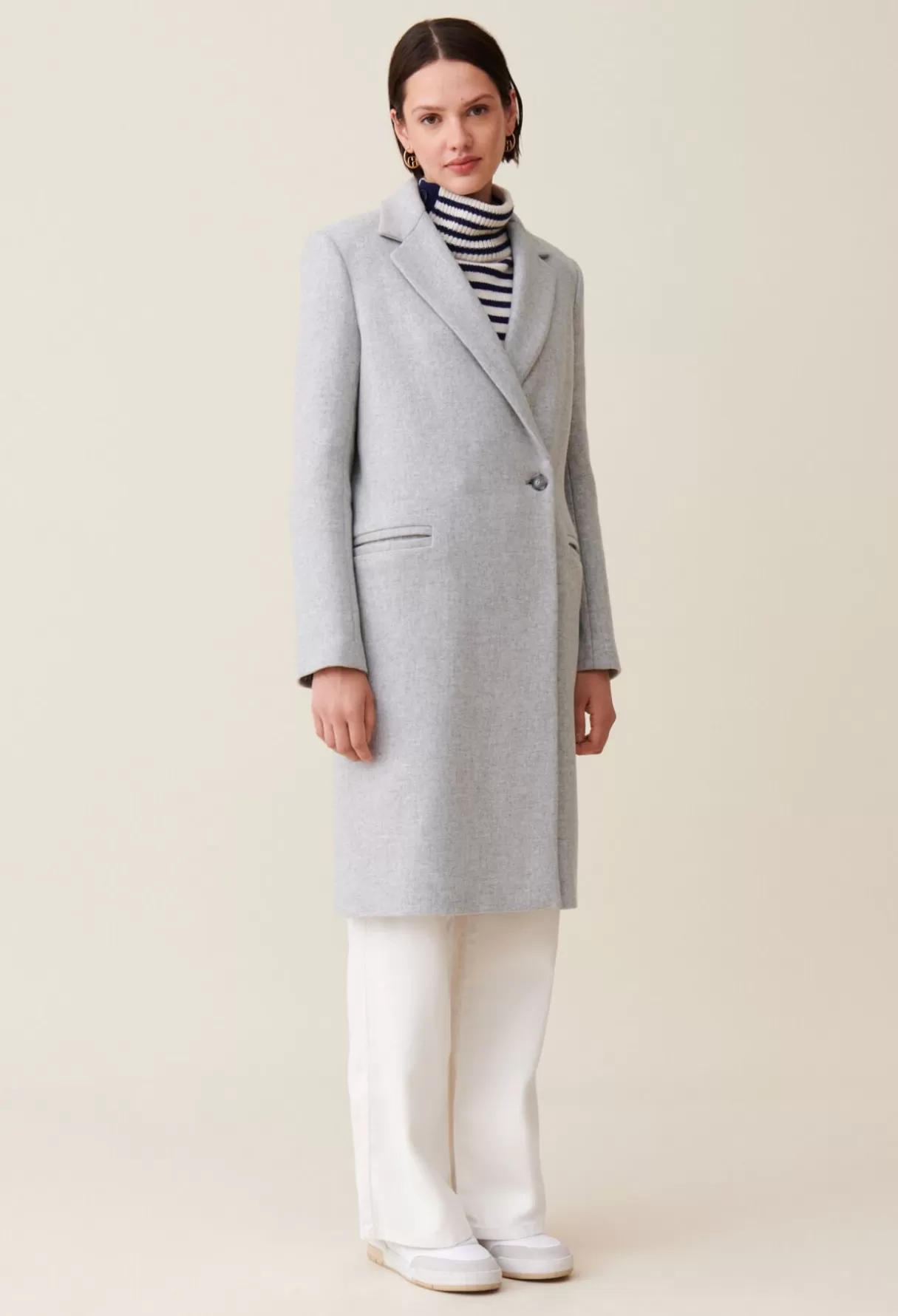 Manteaux-Claudie Pierlot Manteau mi-long tailleur gris clair Grisclair