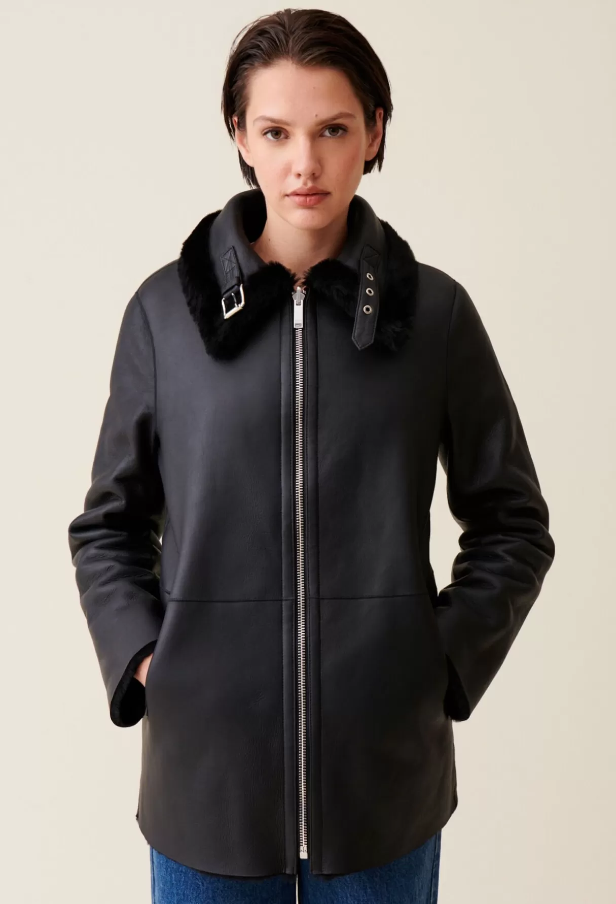 Manteaux-Claudie Pierlot Manteau zippé réversible Noir