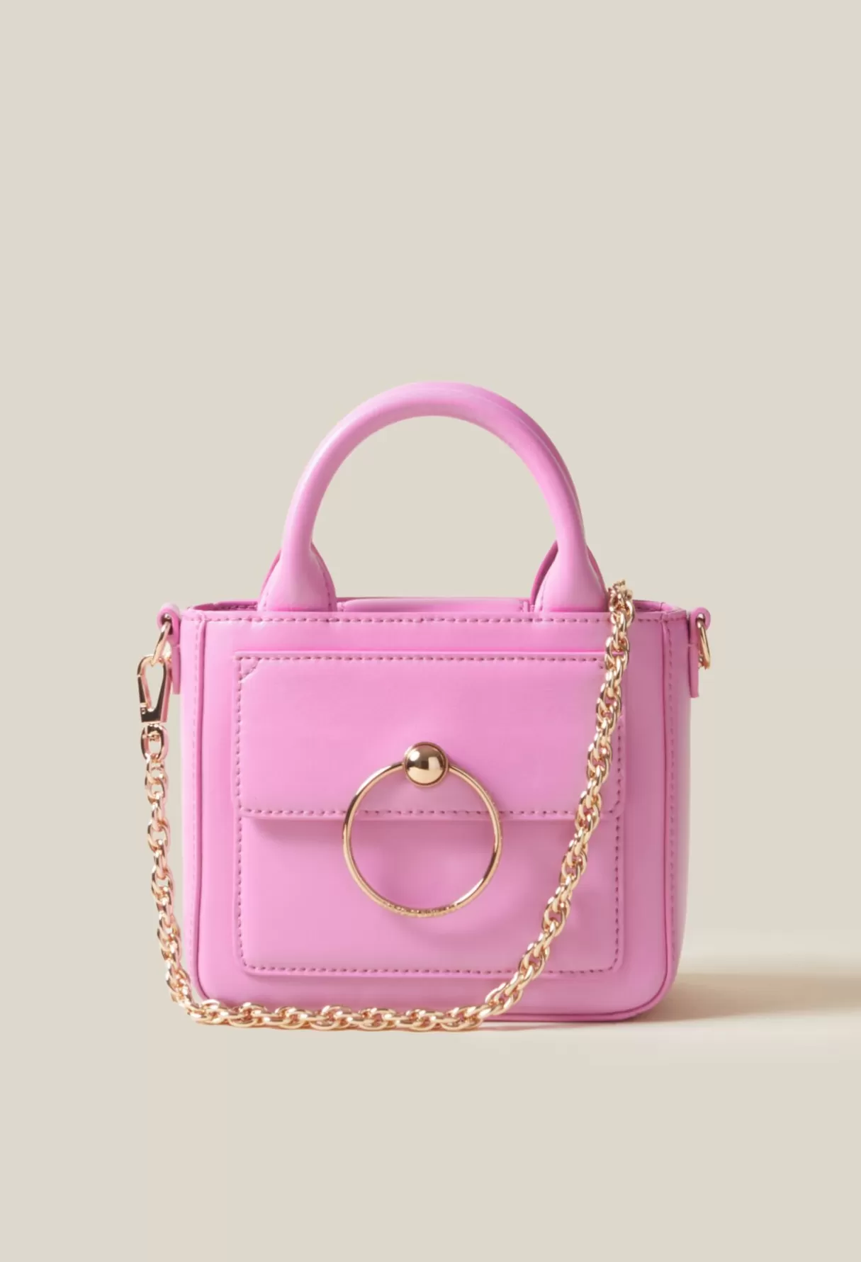 Mini Sacs | Sacs à Bandoulière-Claudie Pierlot Mini sac Anouck cuir lisse chaîne Rose