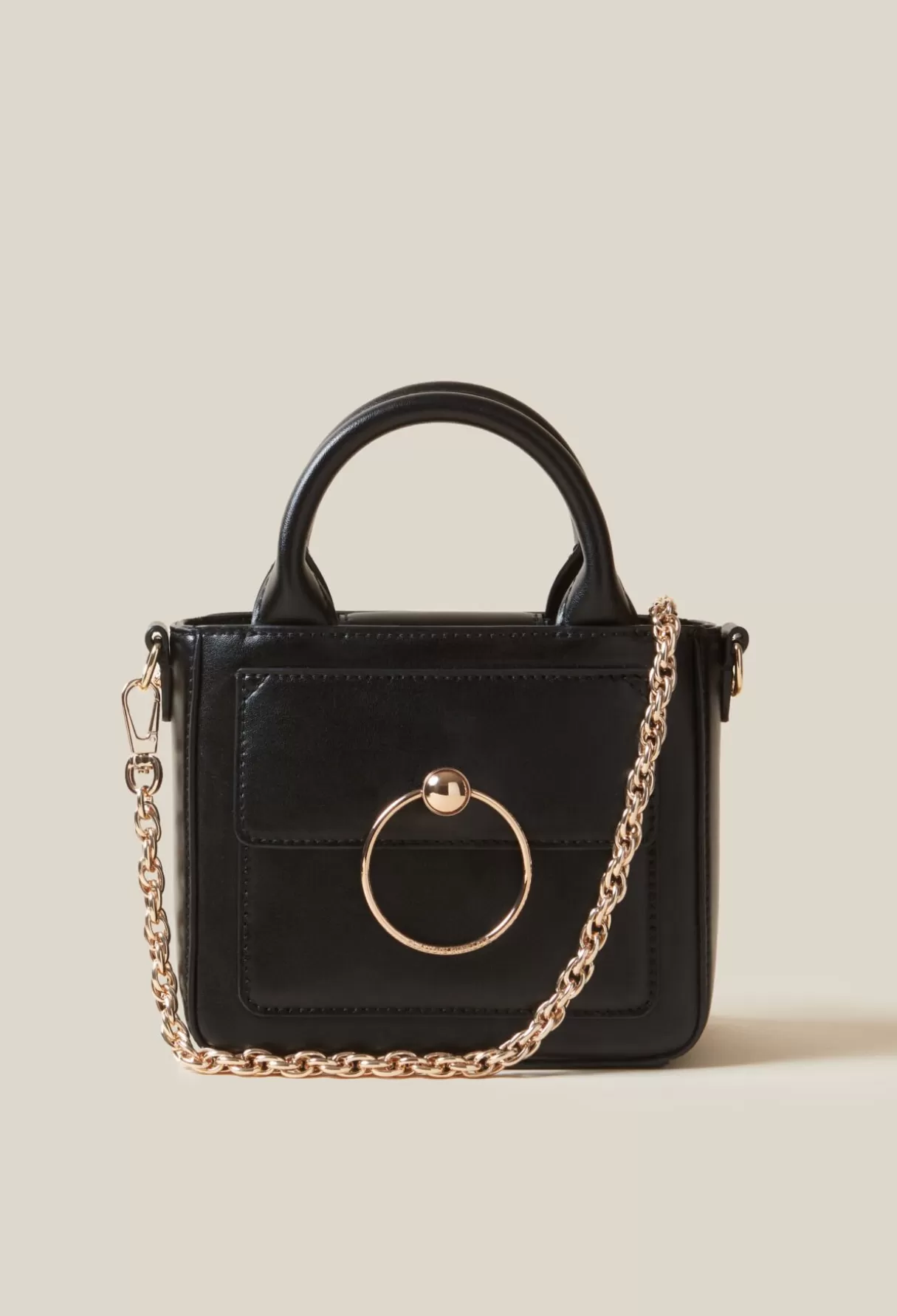 Sacs à Bandoulière | Mini Sacs-Claudie Pierlot Mini sac Anouck cuir lisse chaîne Noir