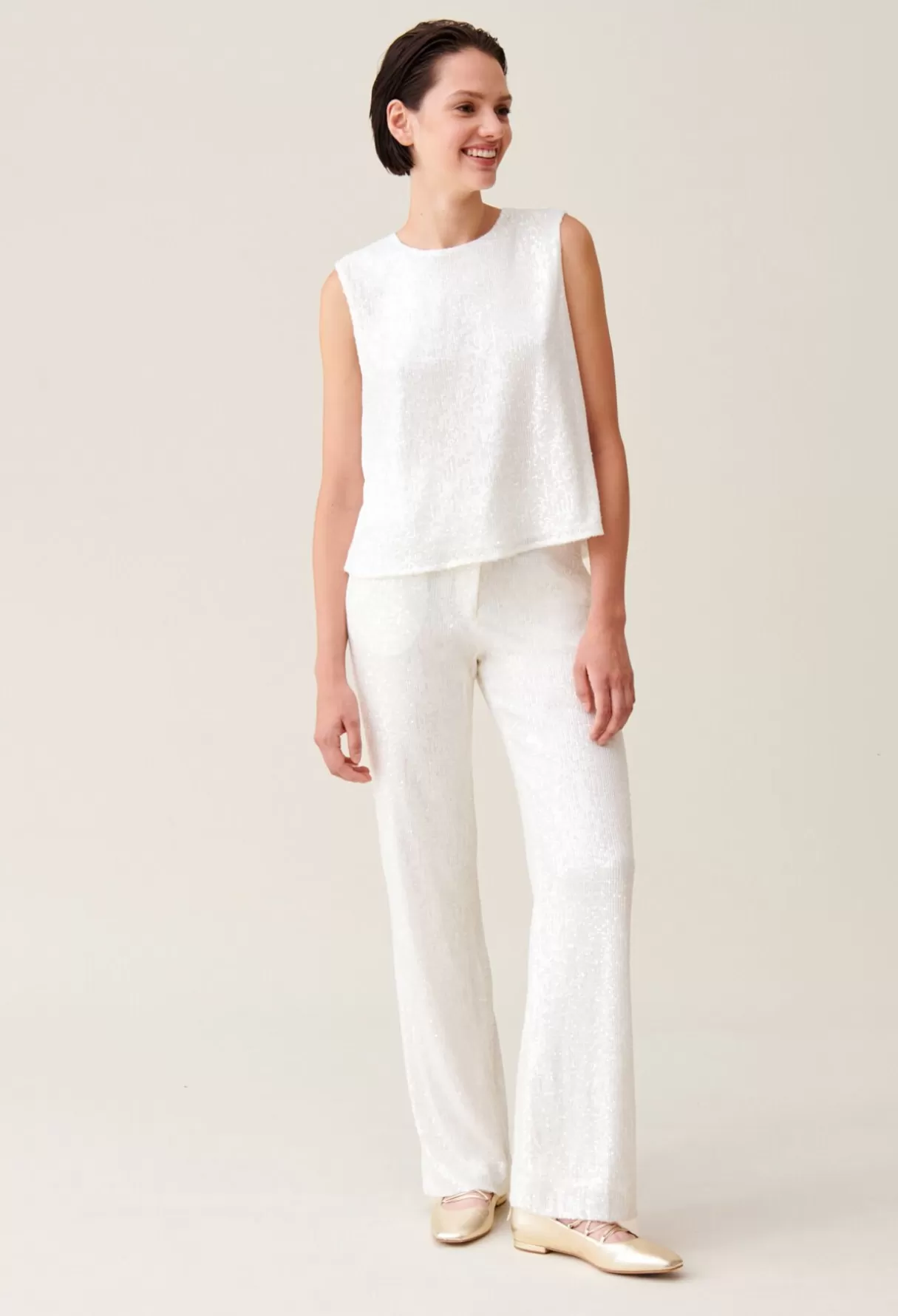 Pantalons Et Jeans-Claudie Pierlot Pantalon à sequins Blanc