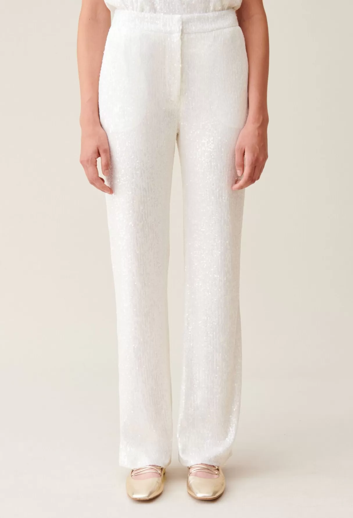 Pantalons Et Jeans-Claudie Pierlot Pantalon à sequins Blanc