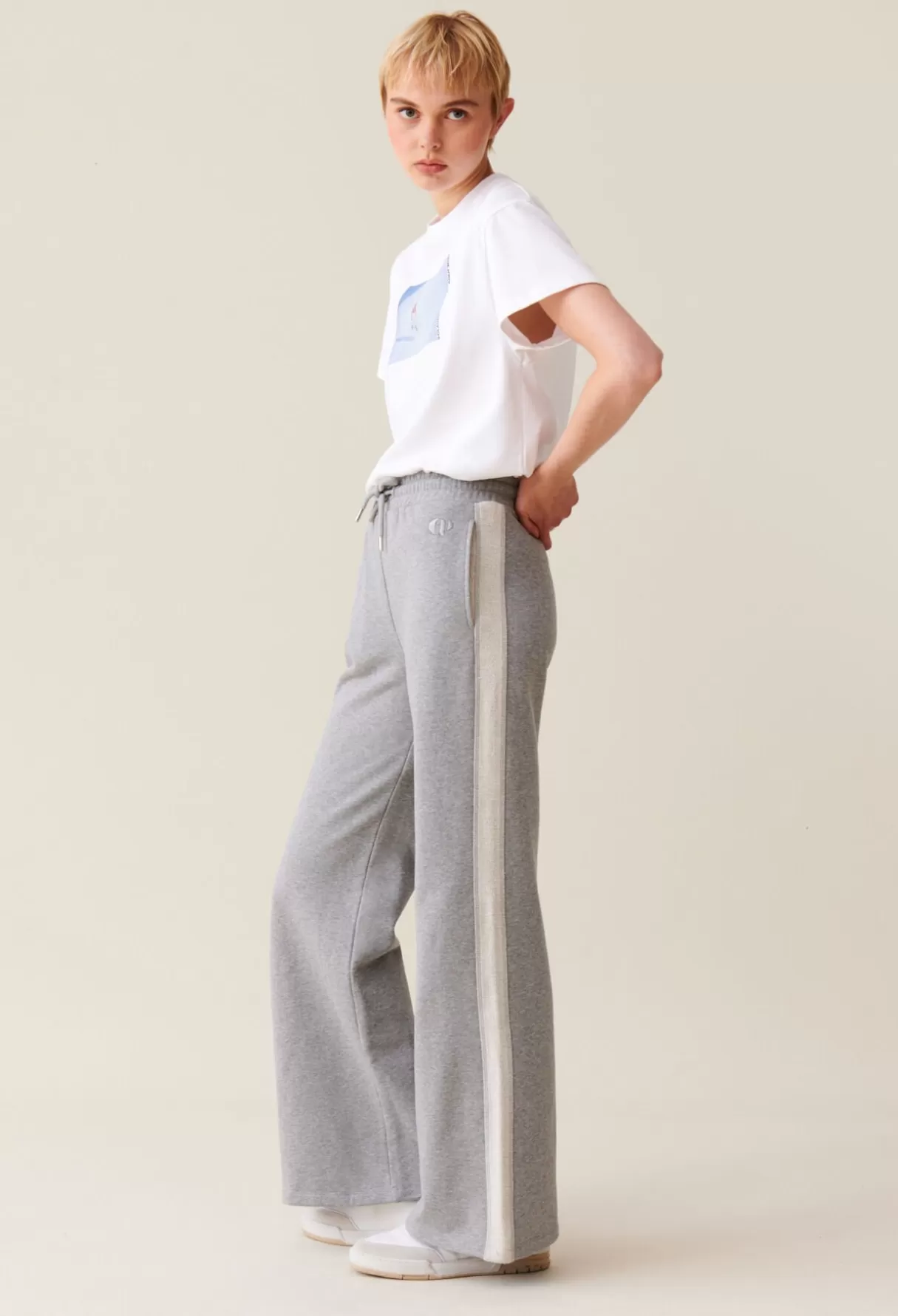 Pantalons Et Jeans-Claudie Pierlot Pantalon confort contrasté gris Grischine