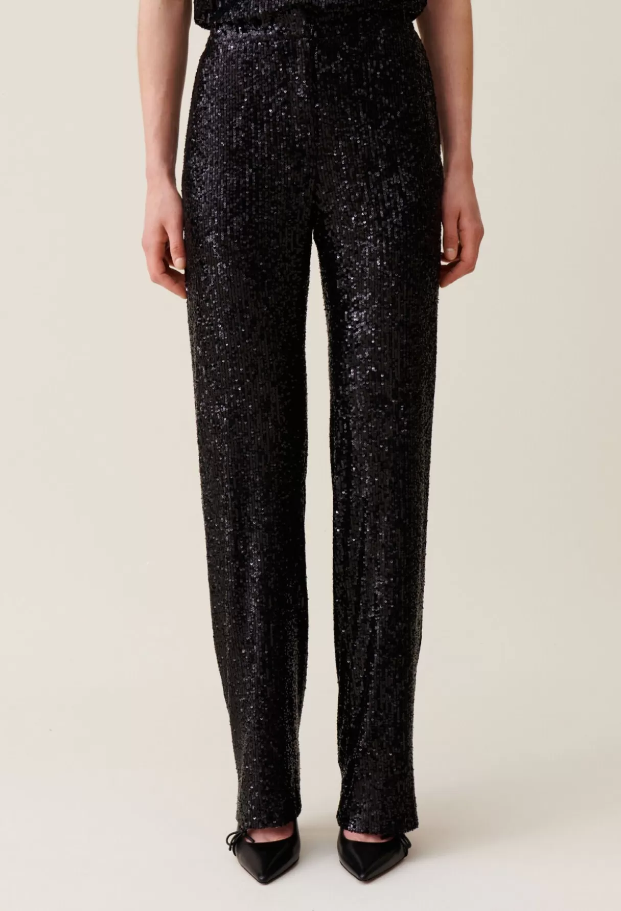 Pantalons Et Jeans-Claudie Pierlot Pantalon droit à sequins Noir