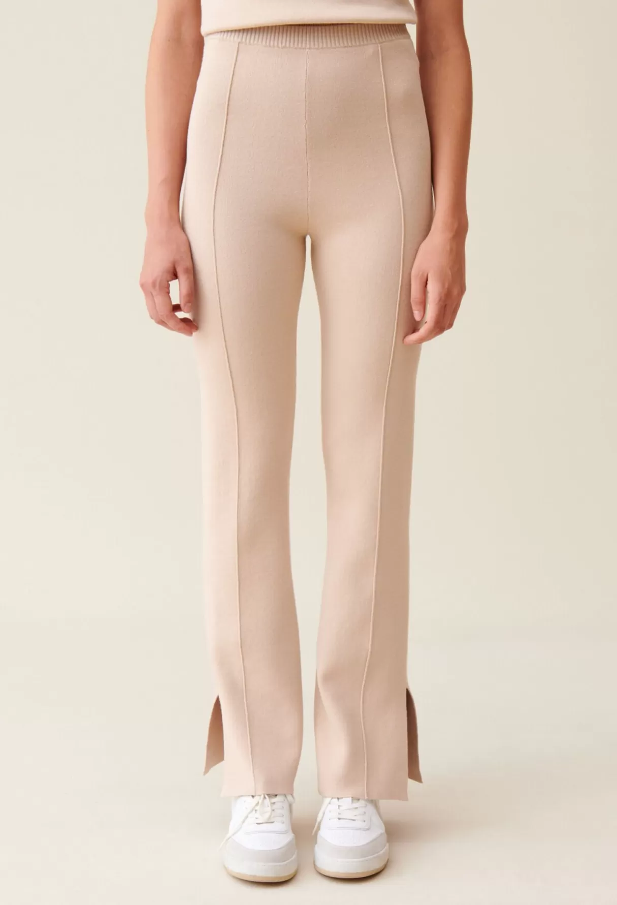 Pantalons Et Jeans-Claudie Pierlot Pantalon droit fentes cheville Beigeclair