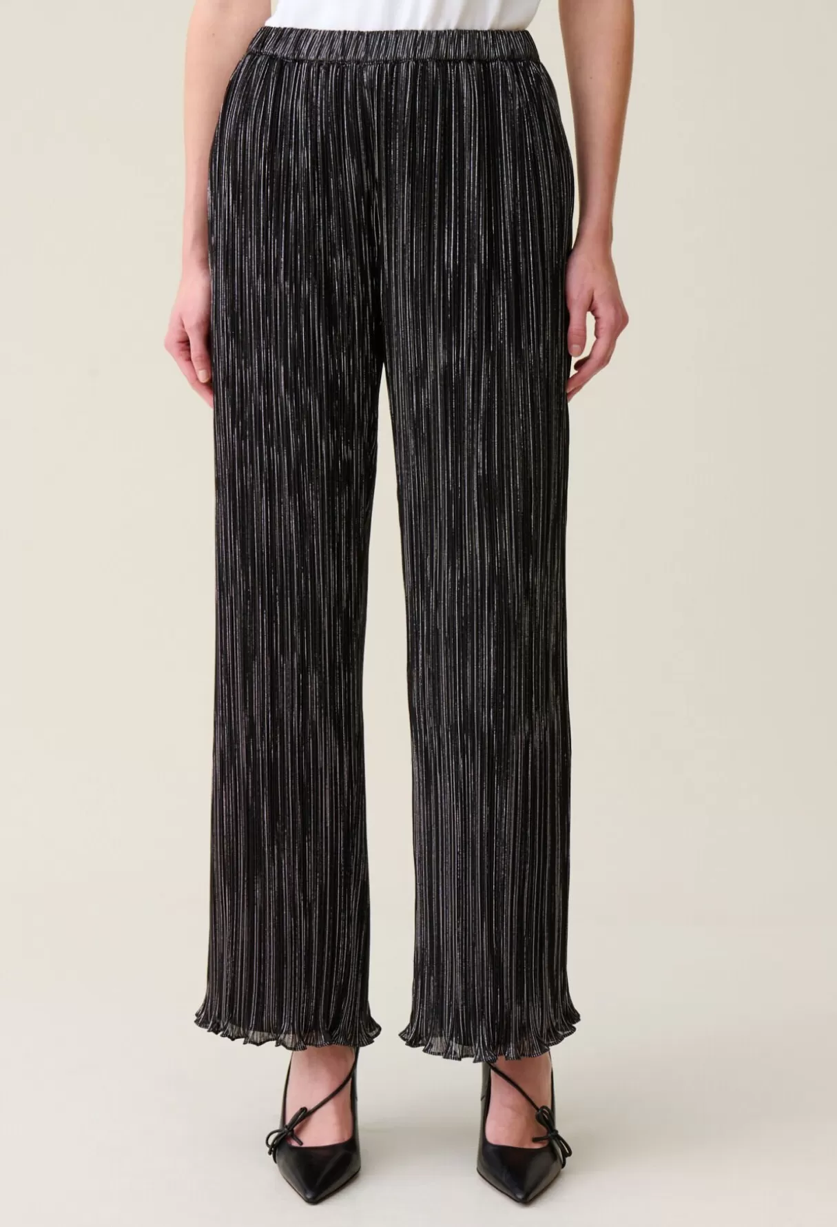 Pantalons Et Jeans-Claudie Pierlot Pantalon fluide plissé argenté Noir